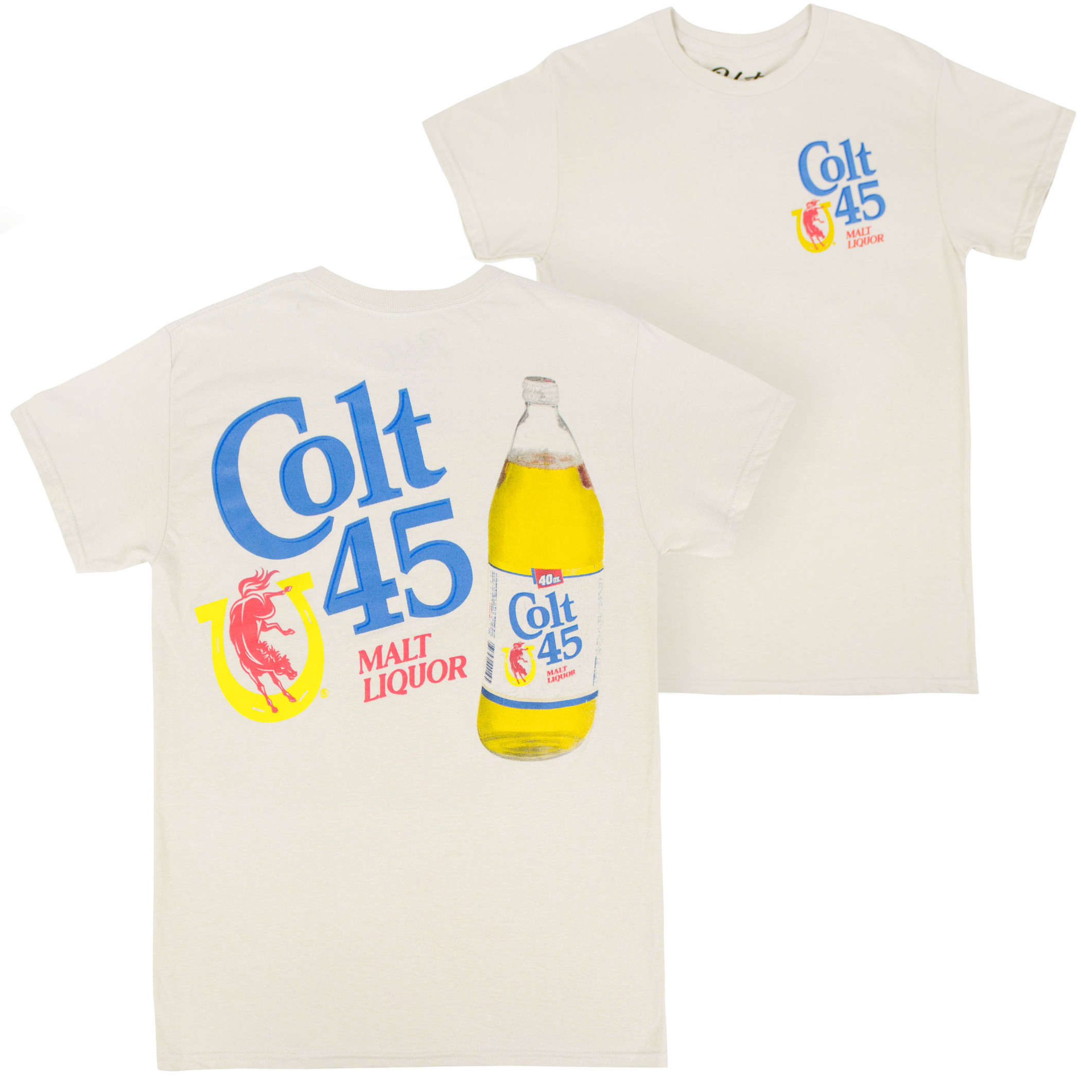 Colt 45 Malt Liquor Beige Colorway Front and Back Print T-Shirt