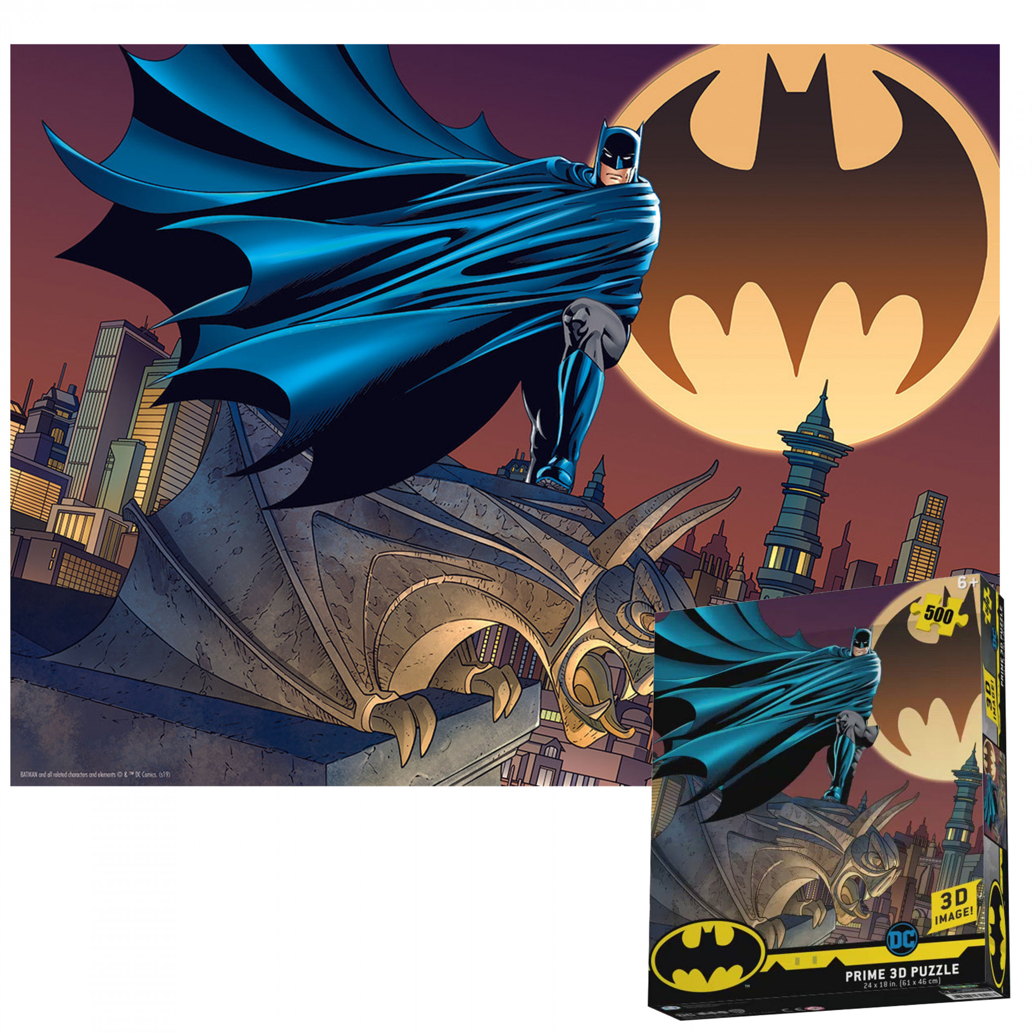 Batman Bat Signal DC Comics 3D Lenticular 500pc Jigsaw Puzzle, Multi-Color