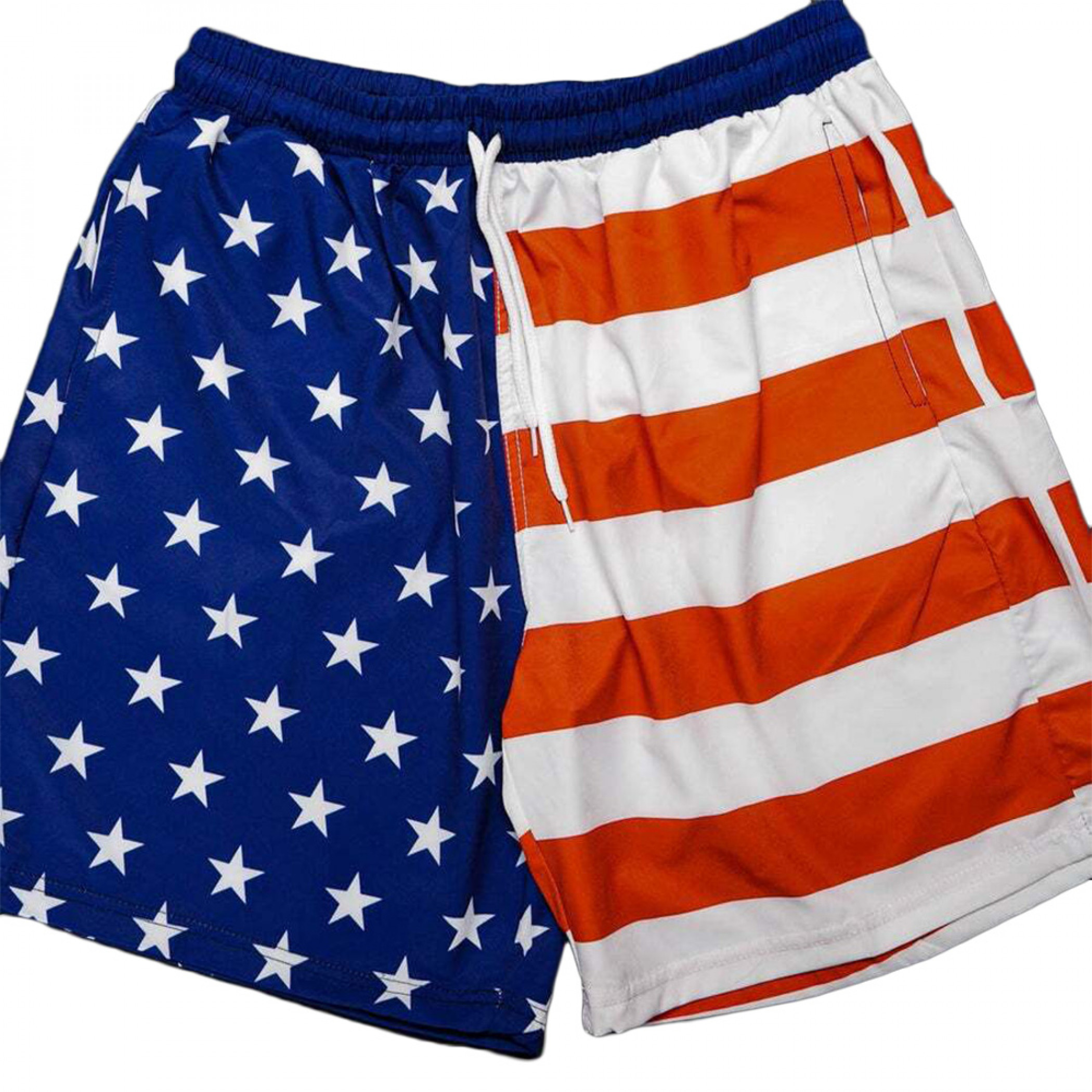 Patriotic Sublimated American Flag 5" Inseam Swim Trunks