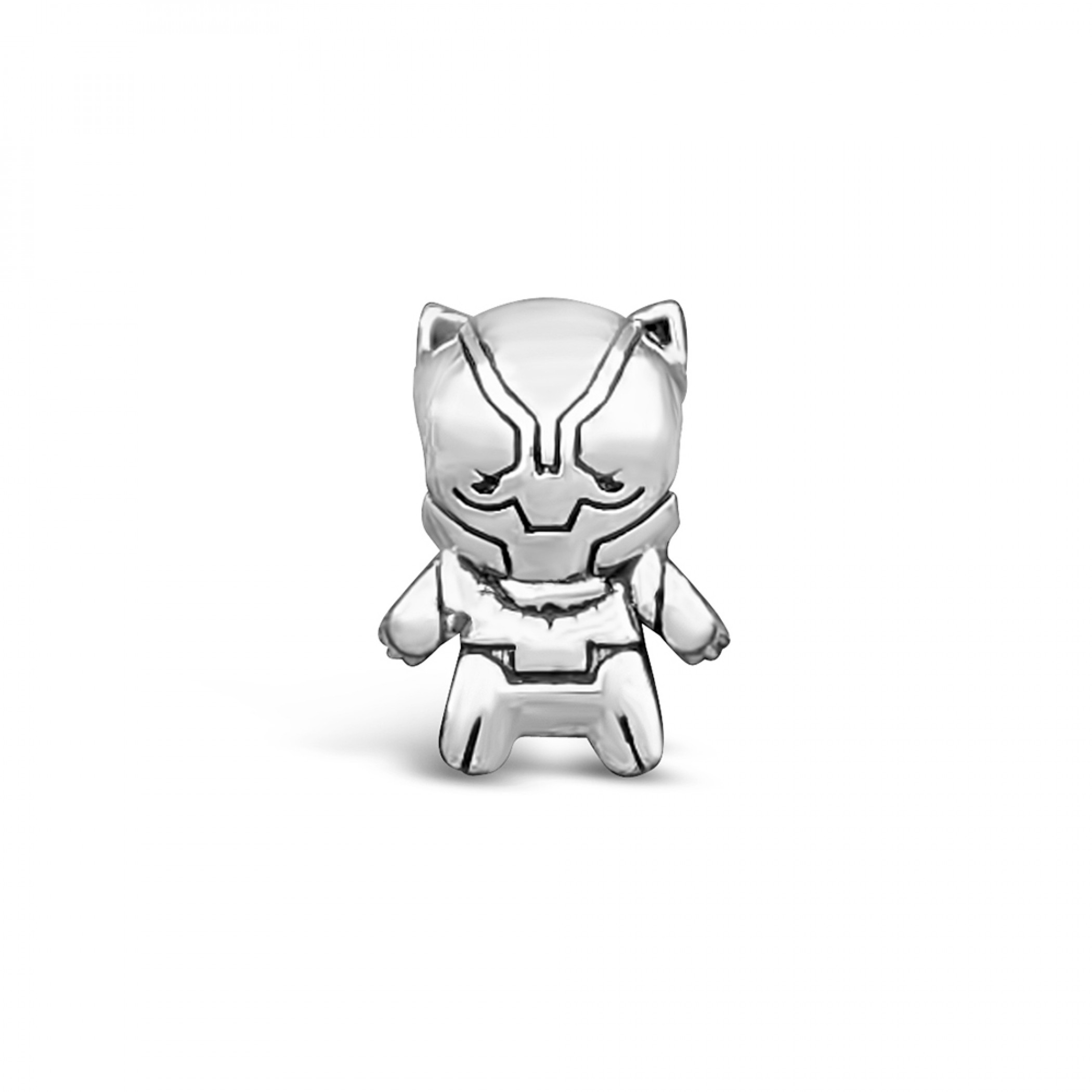 Marvel Avengers Chibi Black Panther Character Pendant Bead, Silver