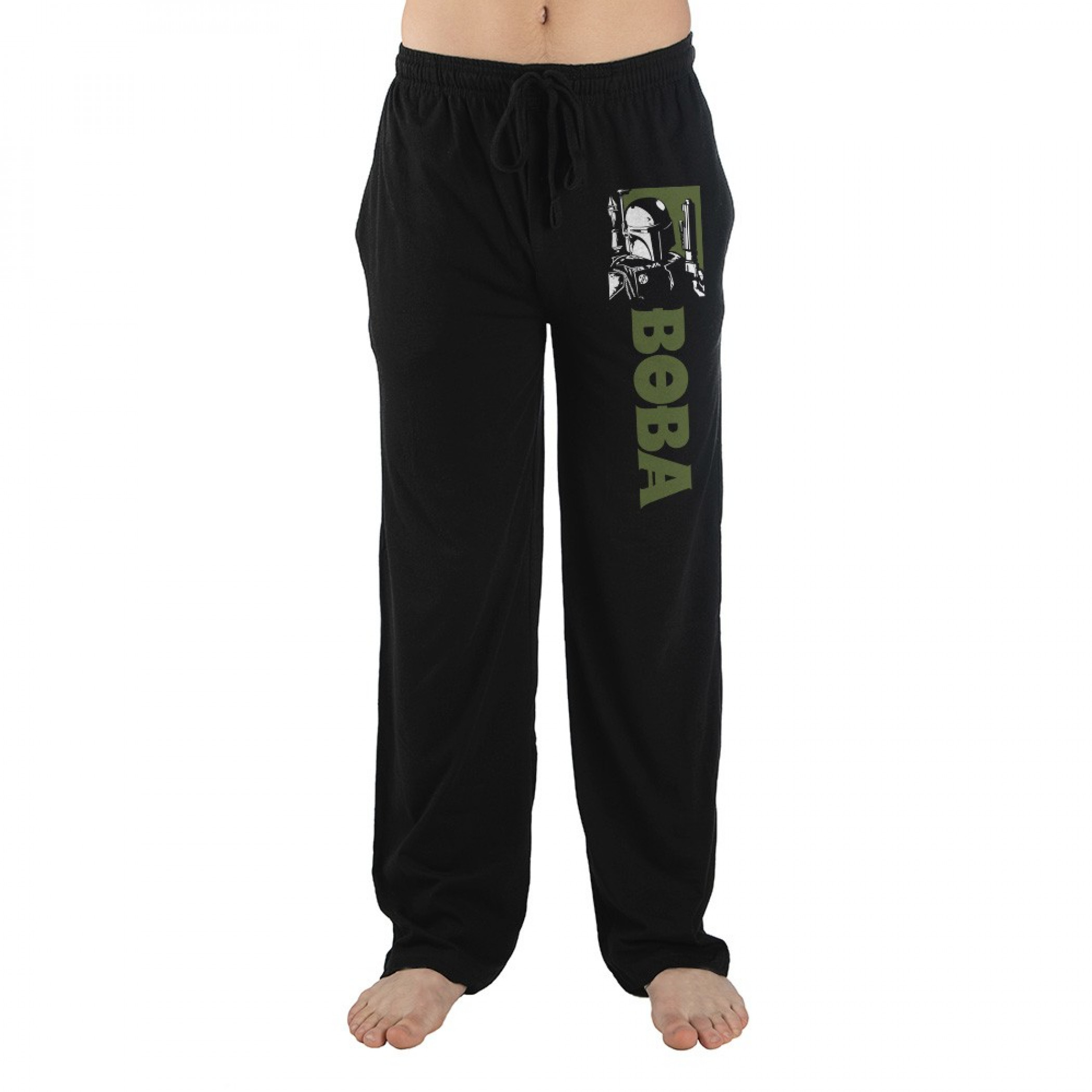 Star Wars Boba Fett Character Image and Text Pajama Sleep Pants, Black