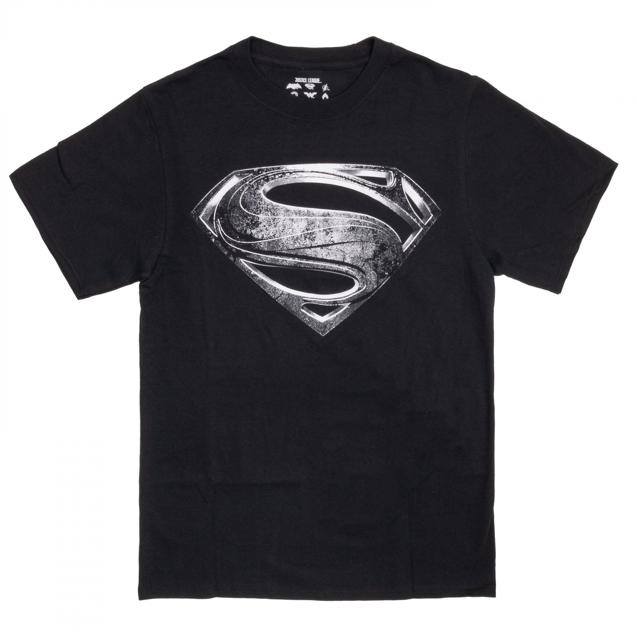 Superman Silver Snyderverse Symbol T-Shirt, Black
