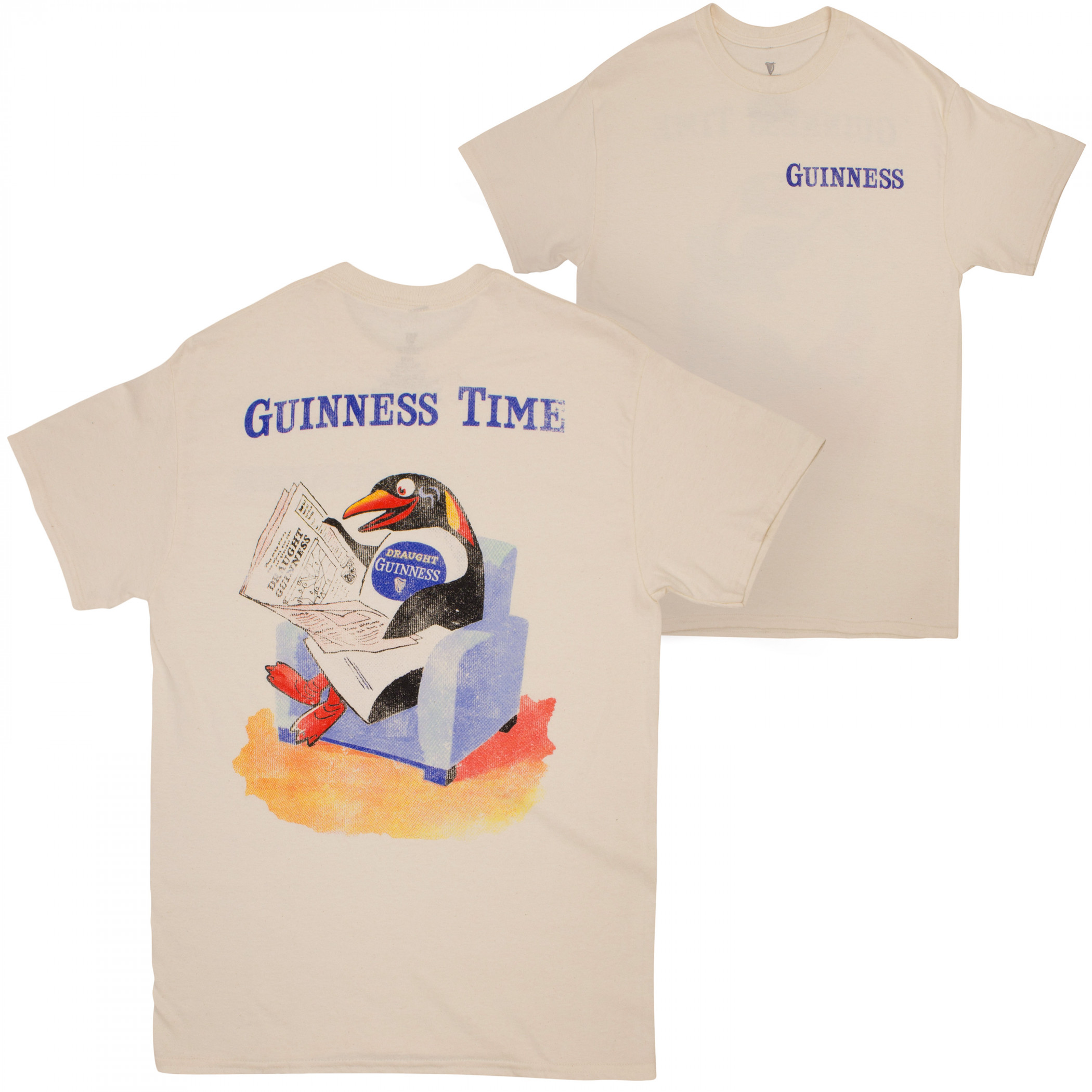 Guinness Time Penguin Front and Back Print T-Shirt