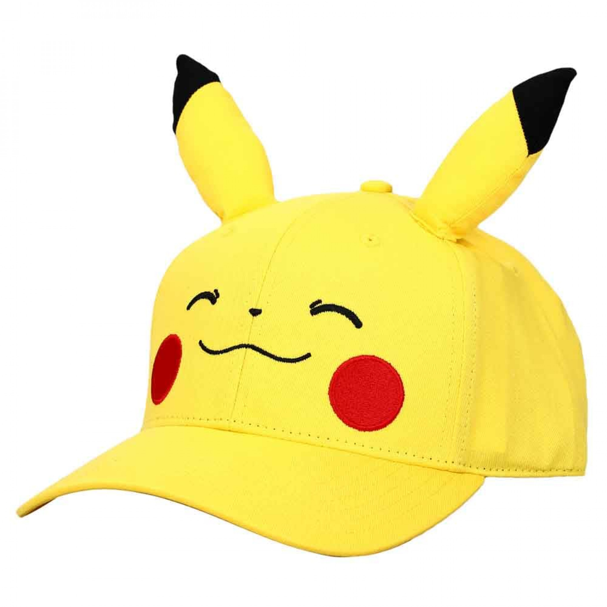 Pokemon Pikachu Smiles Snapback Hat with Ears, Yellow