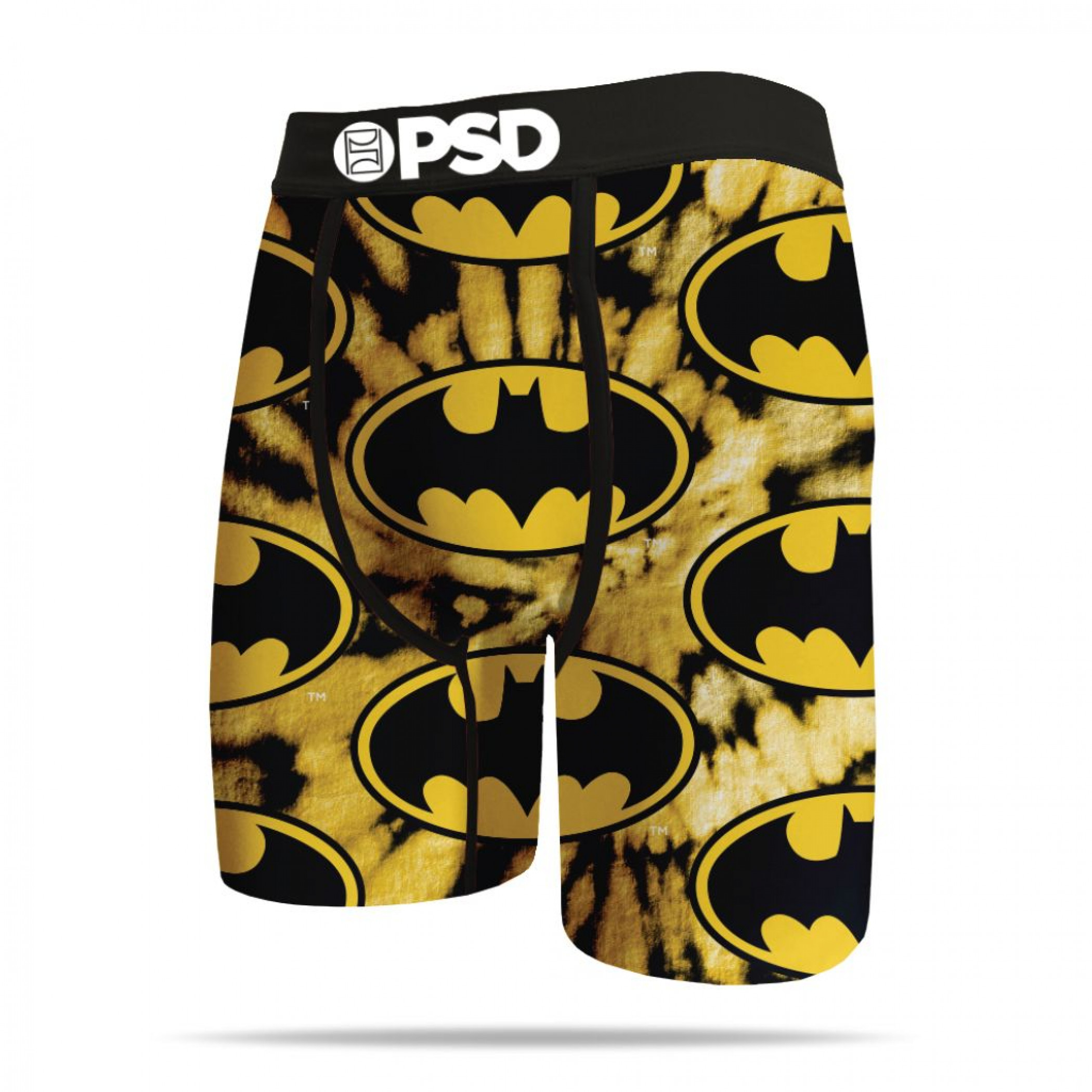 DC Comics Batman Symbols Tye Dye Men's PSD Boxer Briefs, Yellow