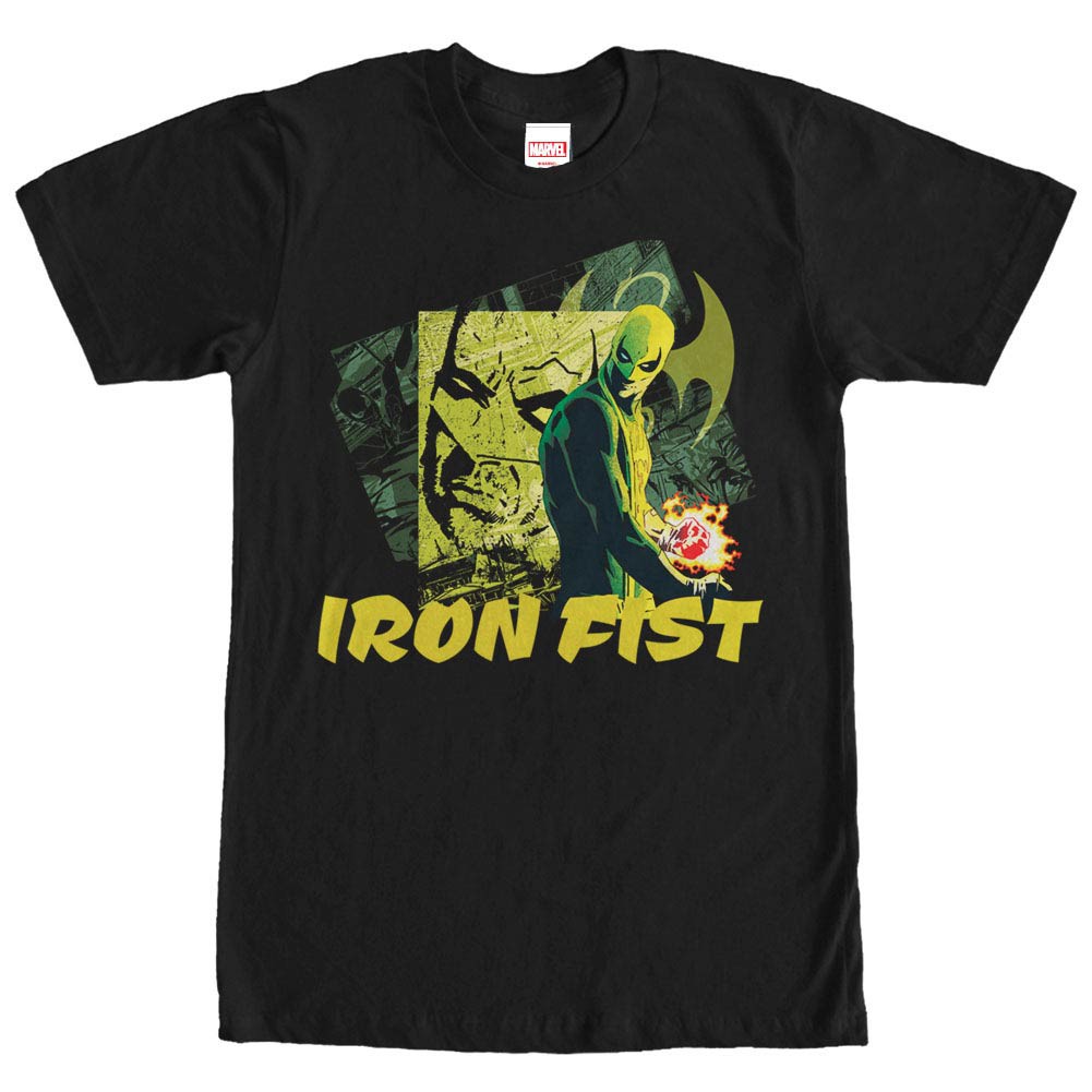 Marvel Teams Green Iron Black Mens T-Shirt, Black