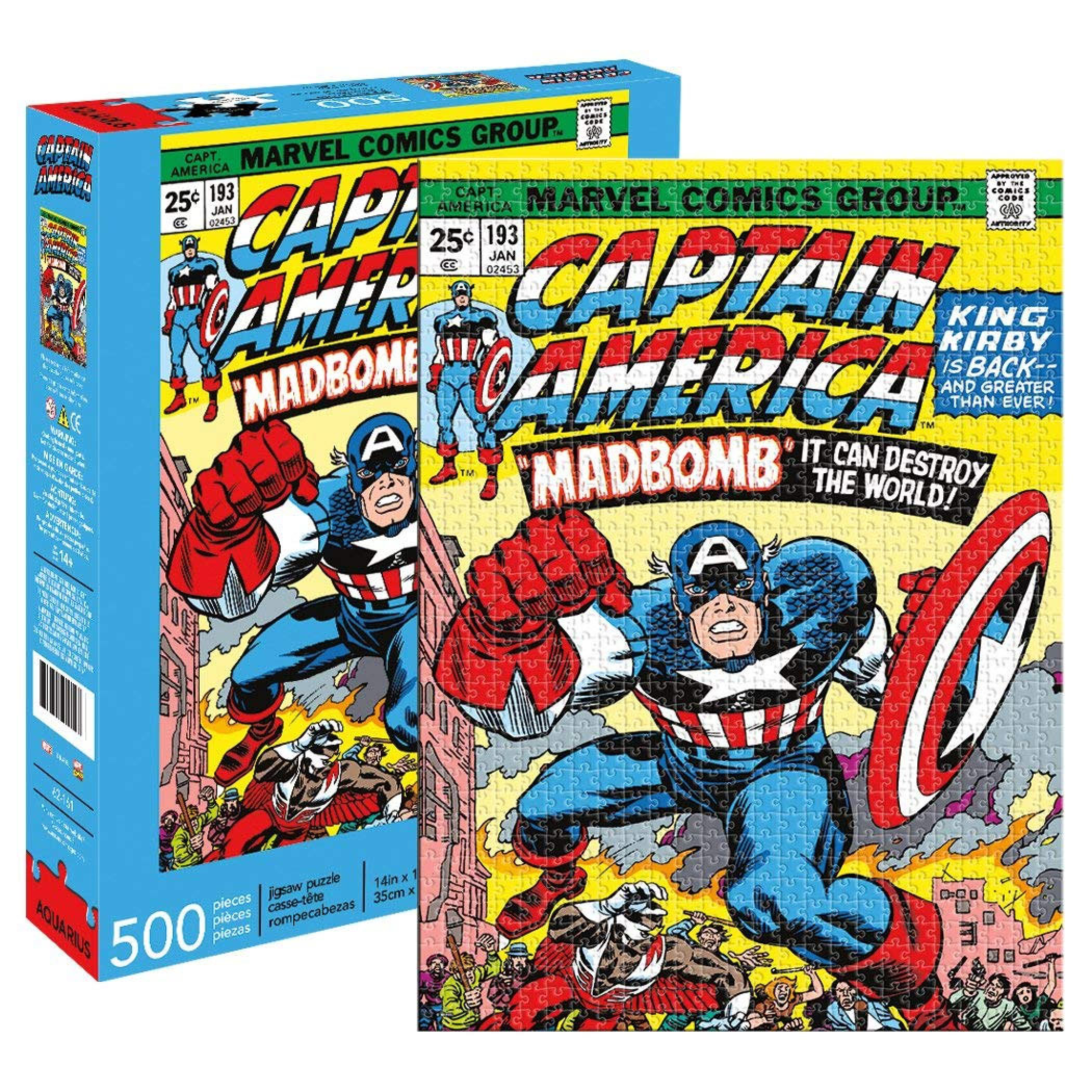 Captain America Mad Bomb Comic Cover 500 Piece Puzzle, Yellow