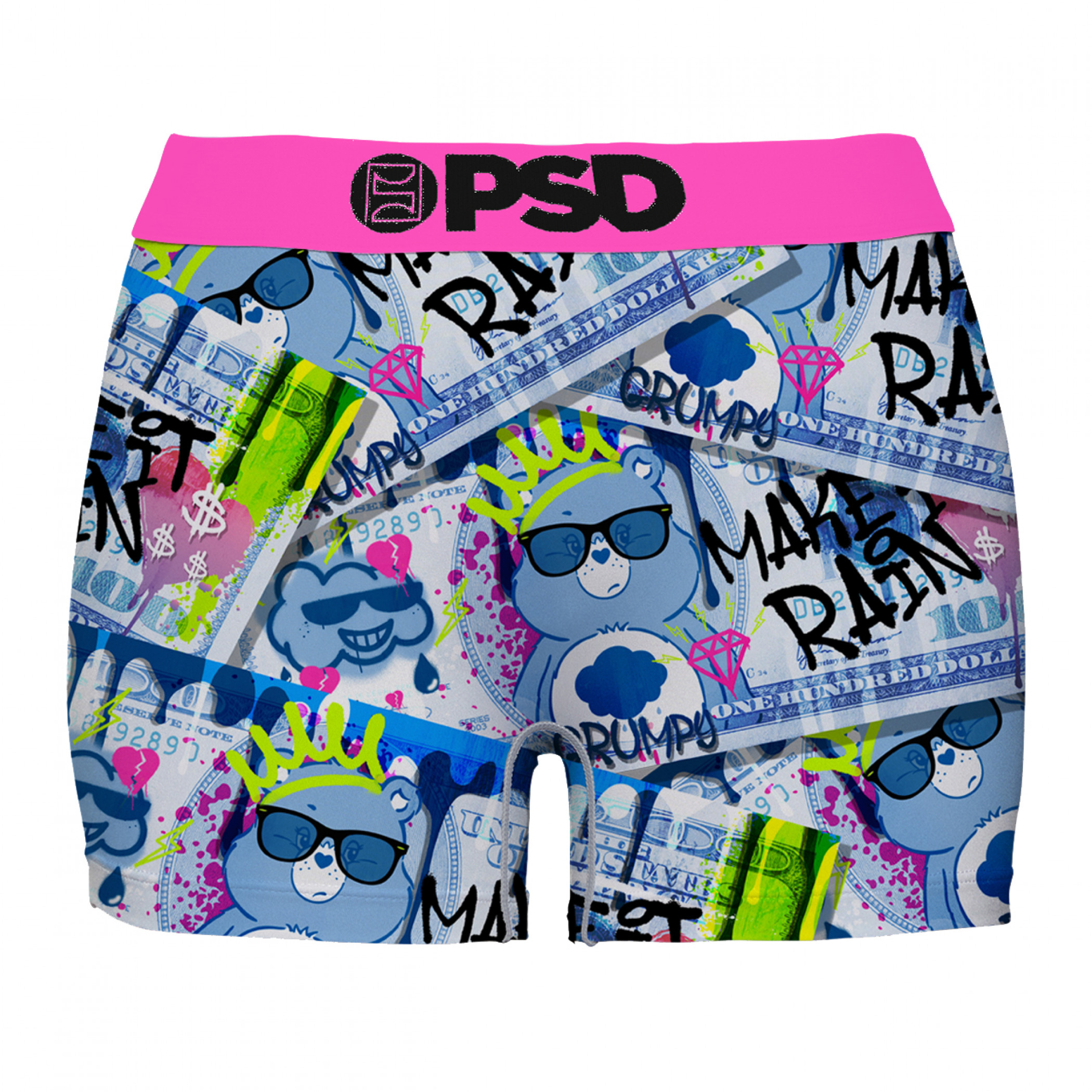 Care Bears Make it Rain PSD Boy Shorts Underwear, Multi-Color