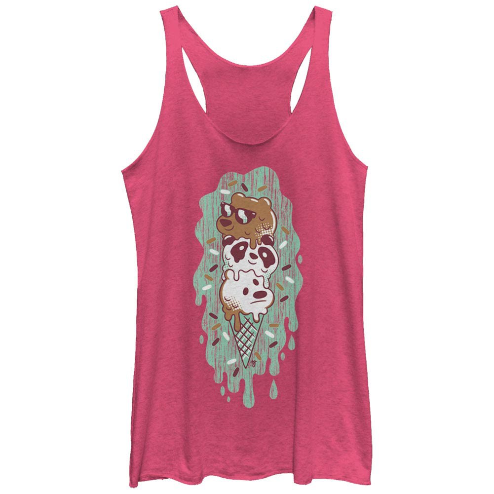 We Bare Bears Green Ice Cream Pink Juniors Racerback Tank Top