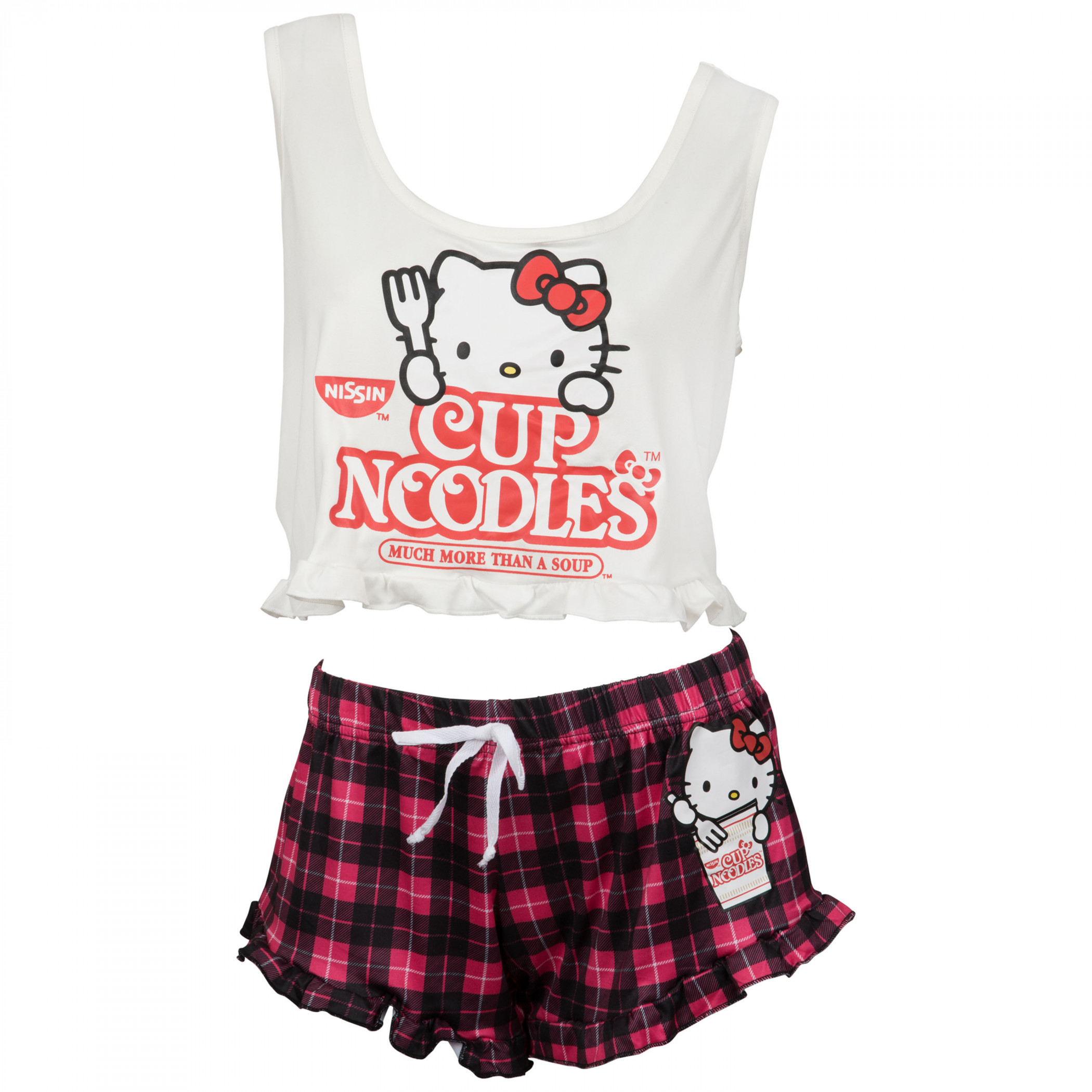 Hello Kitty x Nissin White and Plaid Lounge Set, Multi-Color