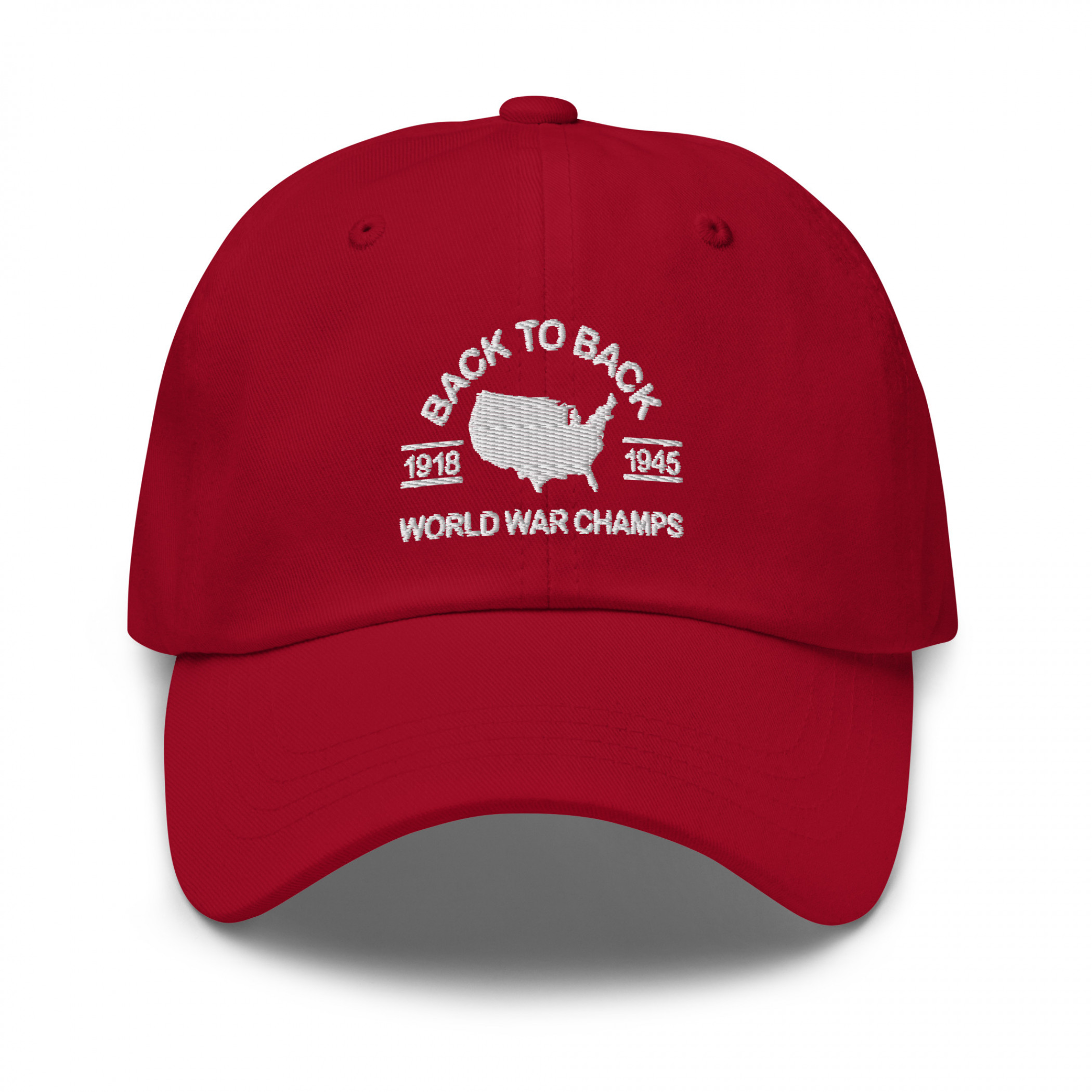 Back To Back World War Champs Red Dad Hat