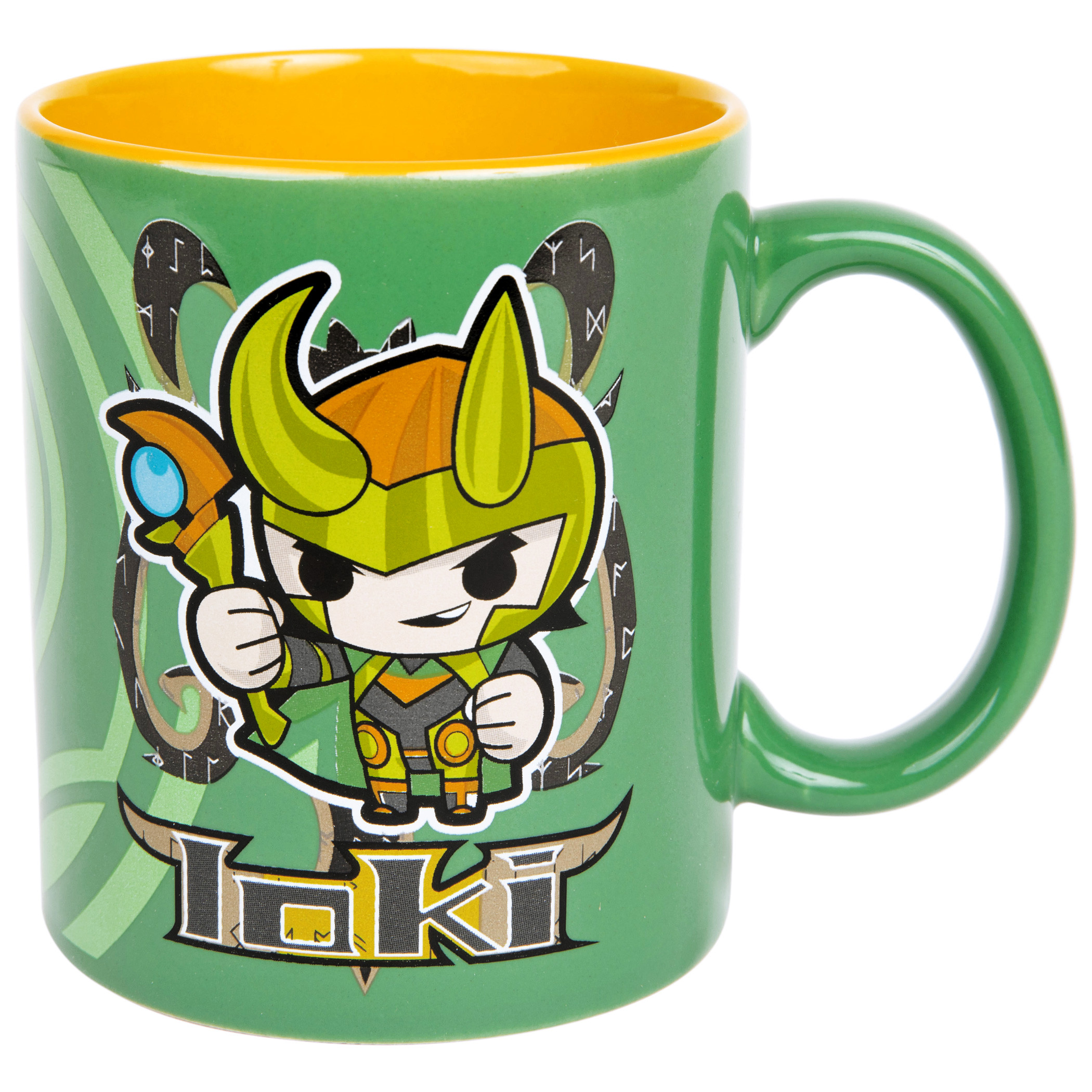 Marvel Loki Chibi Character and Symbol 11oz Ceramic Mug, Multi-Color