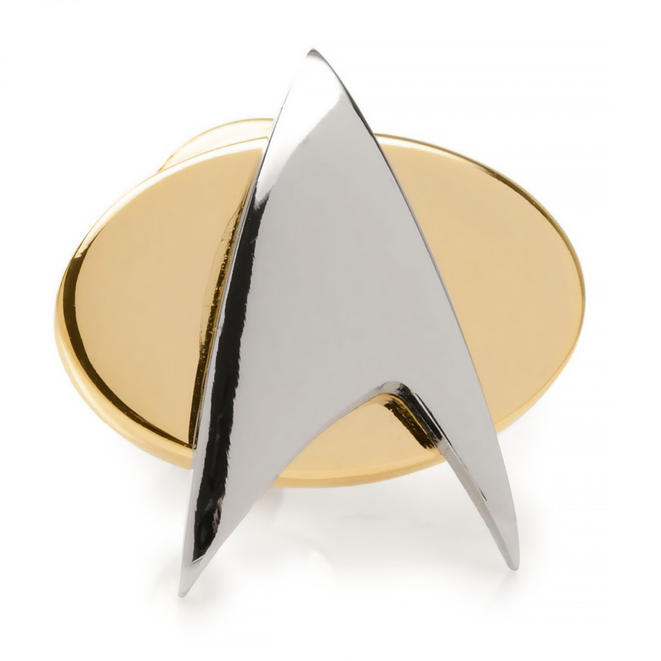 Two Tone Delta Shield Star Trek Lapel Pin, Silver