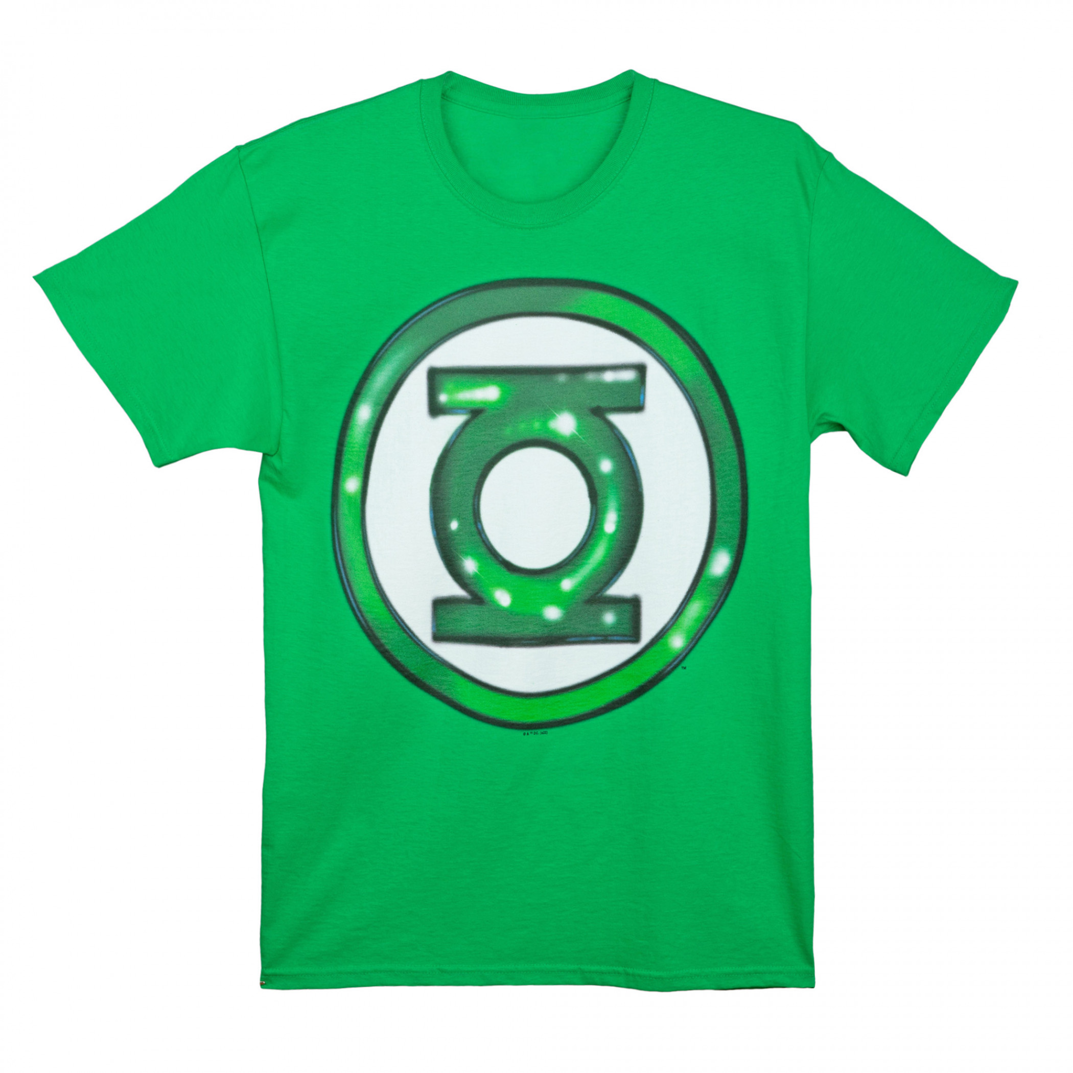 DC Comics Green Lantern 80's Airbrush Stylized Logo T-Shirt, Green