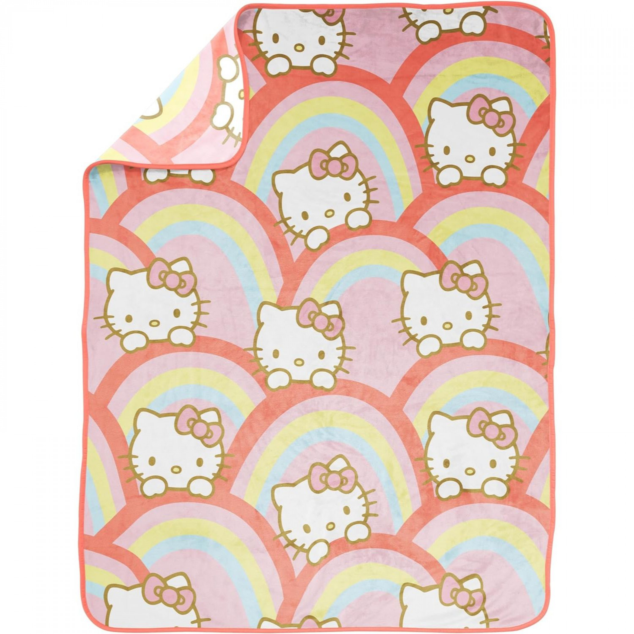 Hello Kitty Peeking Through The Rainbow 40' X 50' Throw Blanket, Multi-Color