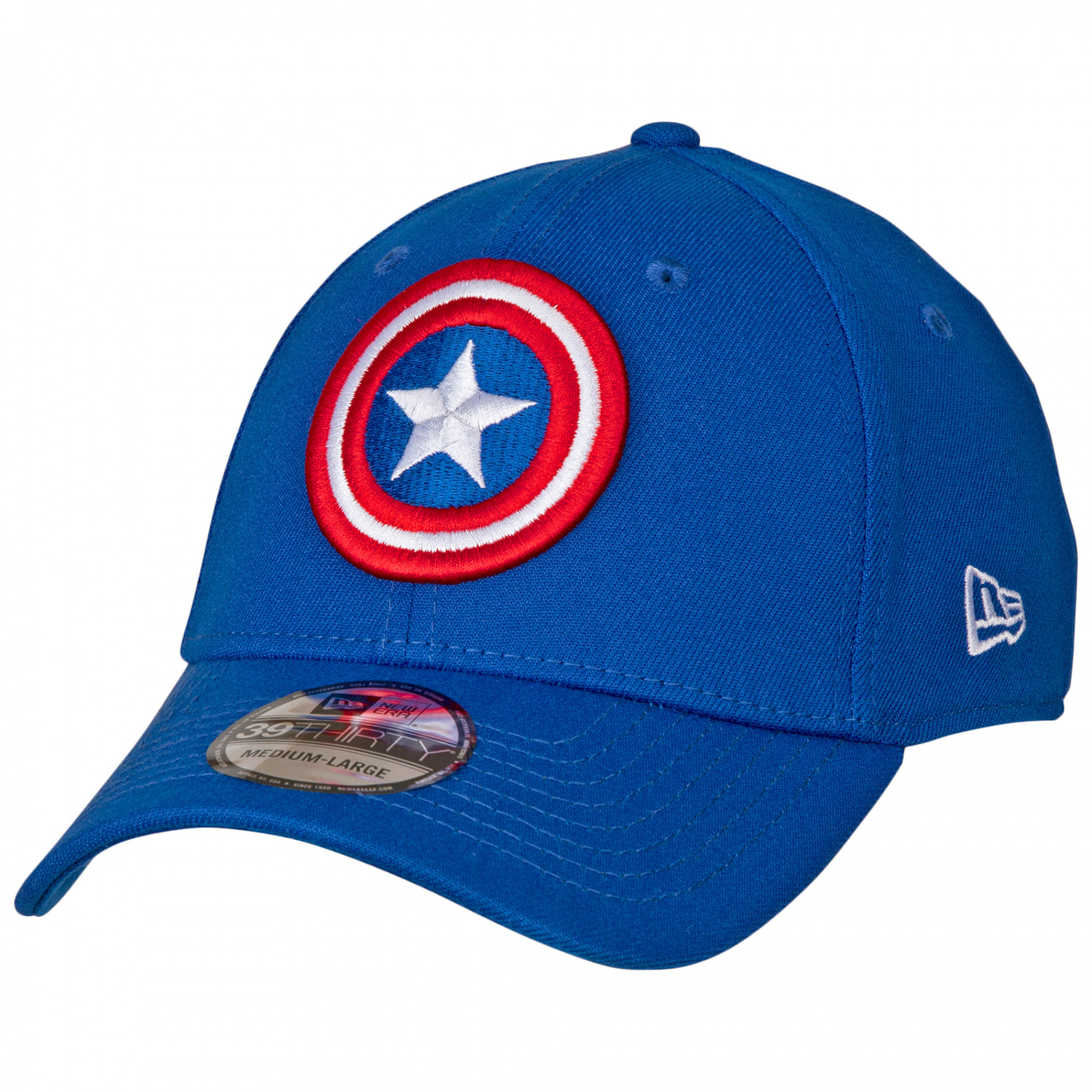Captain America Shield Symbol Royal Blue New Era 39Thirty Fitted Hat, Blue
