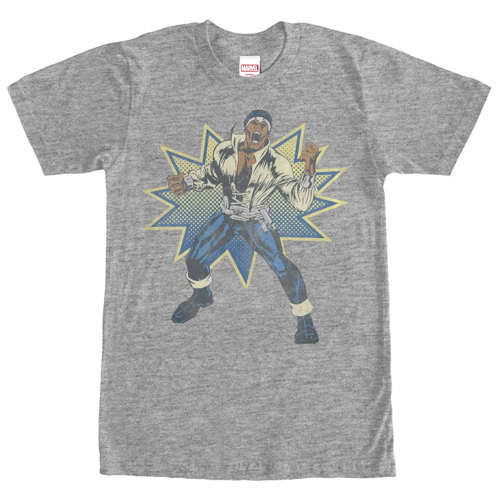 Marvel Teams Power Man Gray Mens T-Shirt, Grey