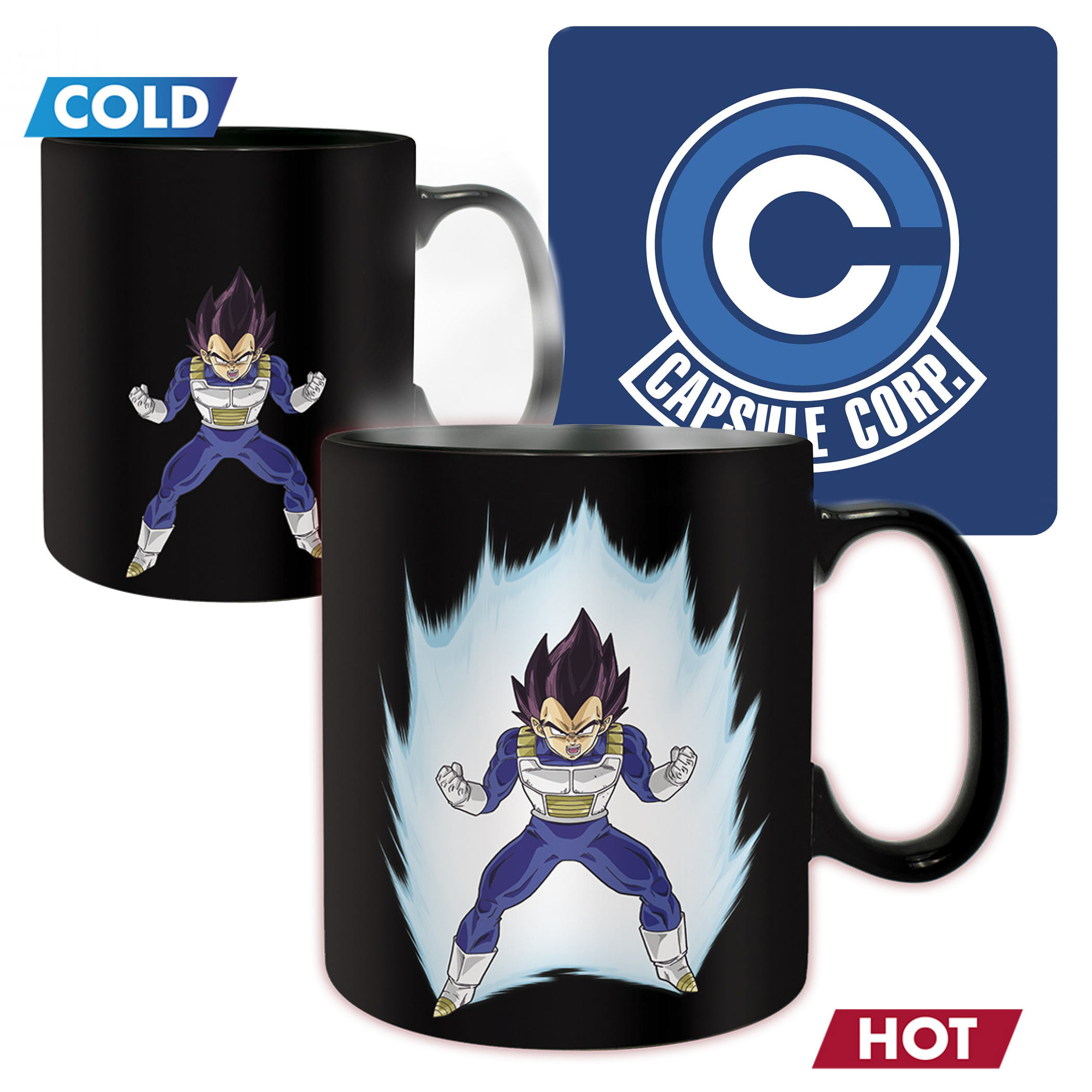 Dragon Ball Z Vegeta Super Saiyan Color Change Mug & Coaster Set, Black
