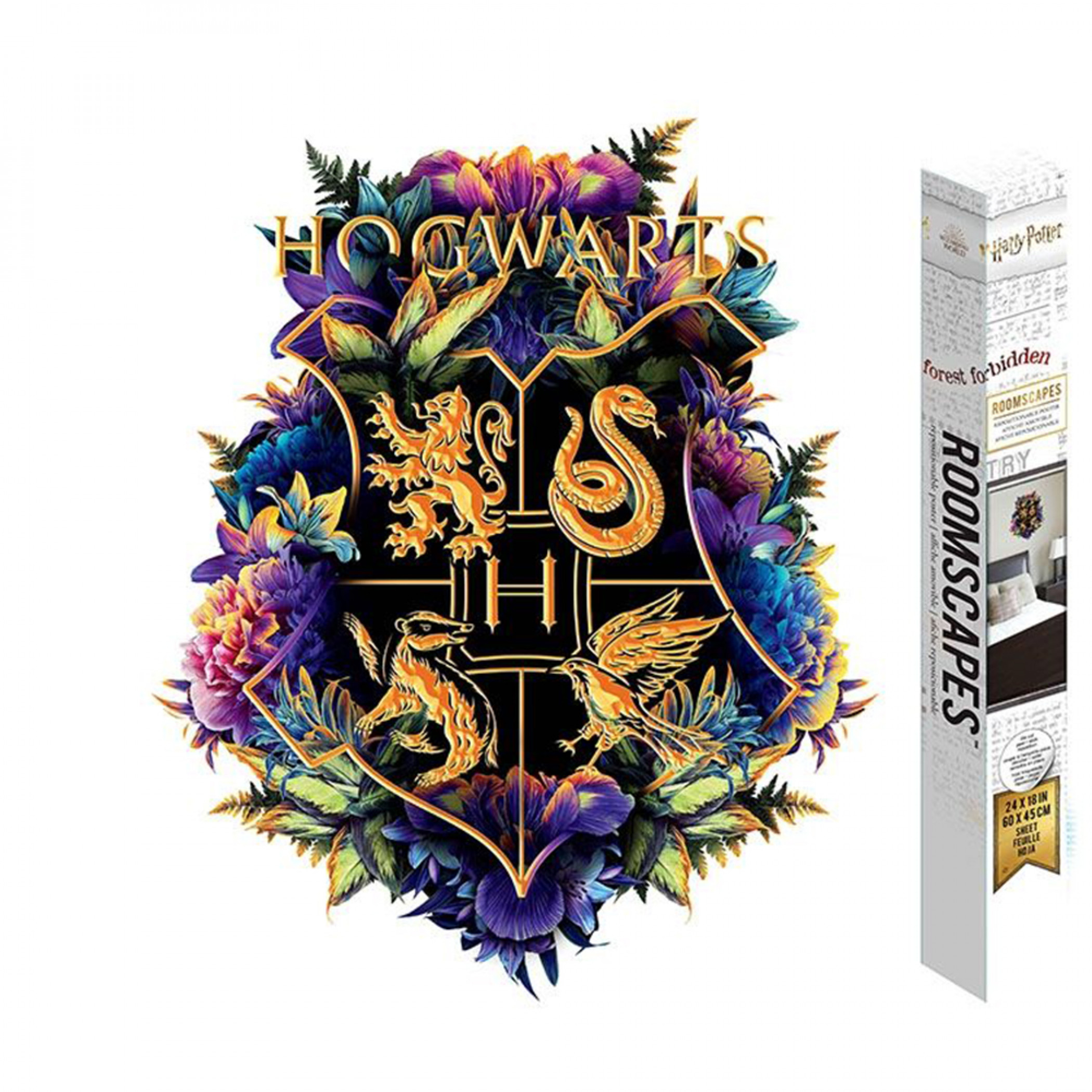 Harry Potter Hogwarts Floral Houses Crest RoomScapes Wall Decal, Multi-Color
