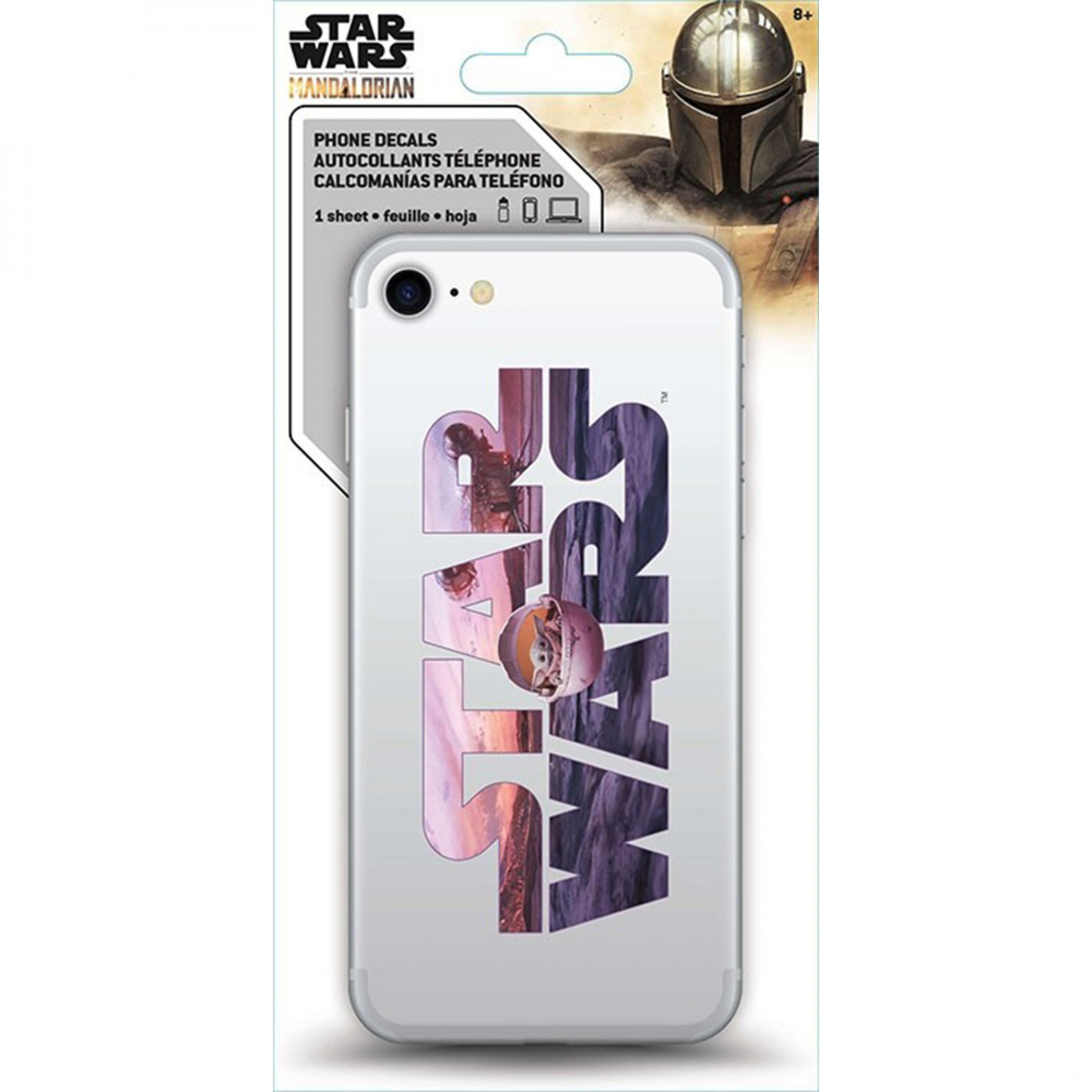 Star Wars The Mandalorian Grogu Star Wars Logo Phone Decal, Multi-Color