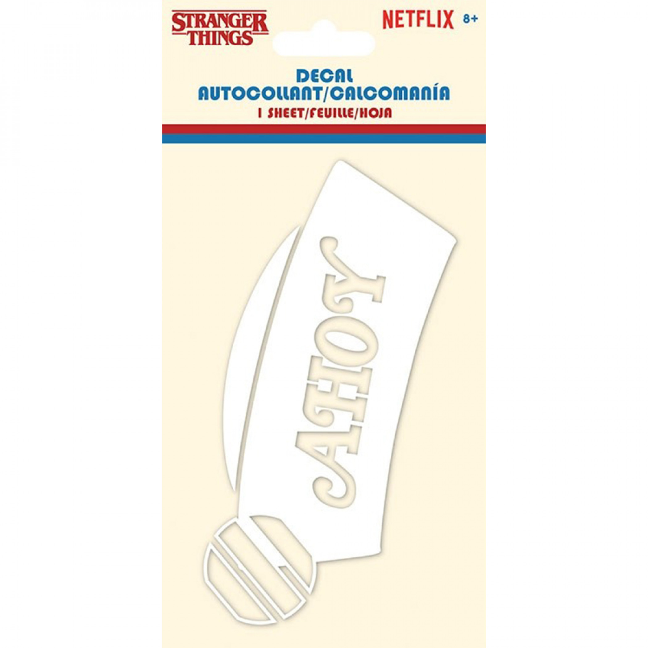 Stranger Things 3 White Ahoy Logo Decal, White