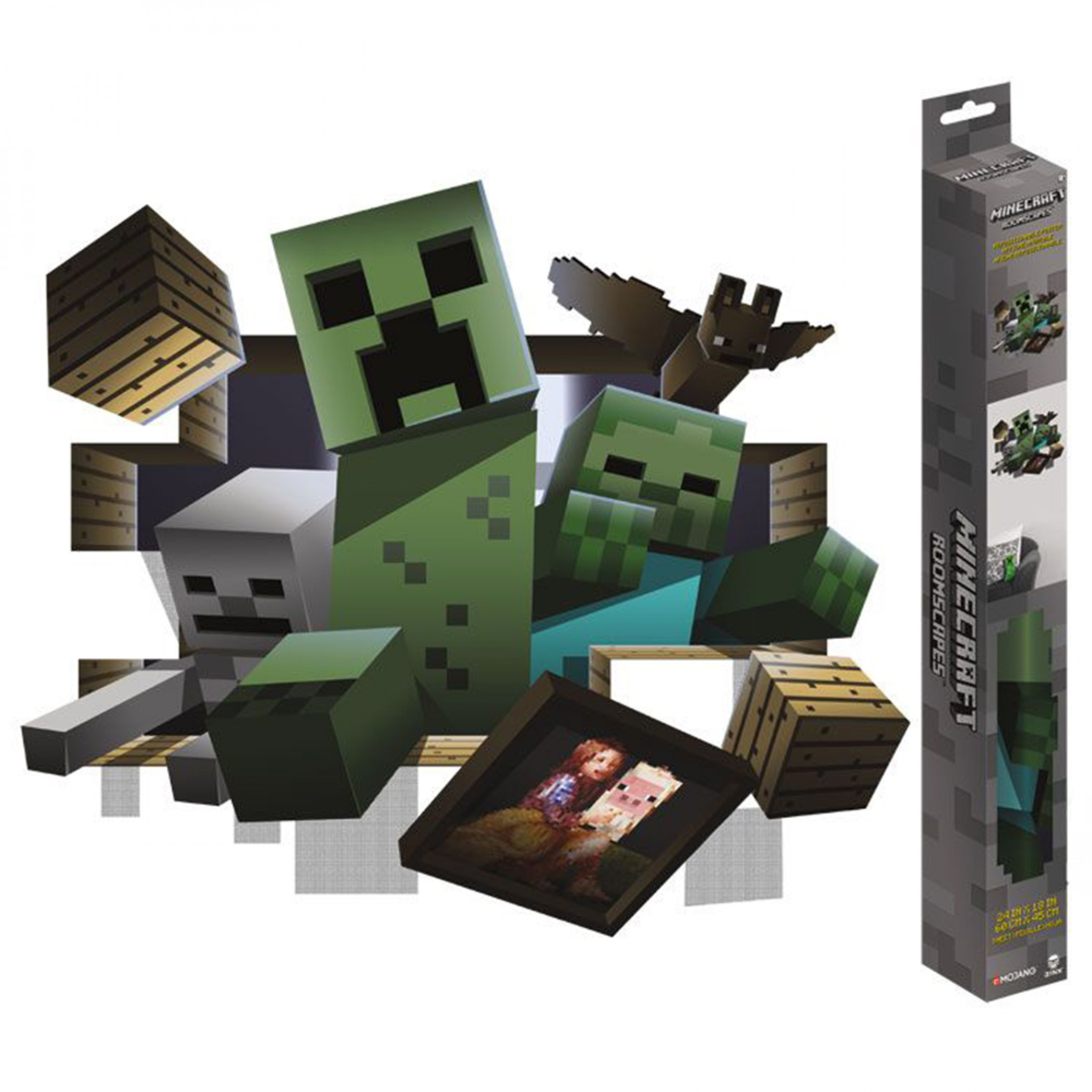 Minecraft 3D Blocks & Enemies RoomScapes Wall Decal, Multi-Color