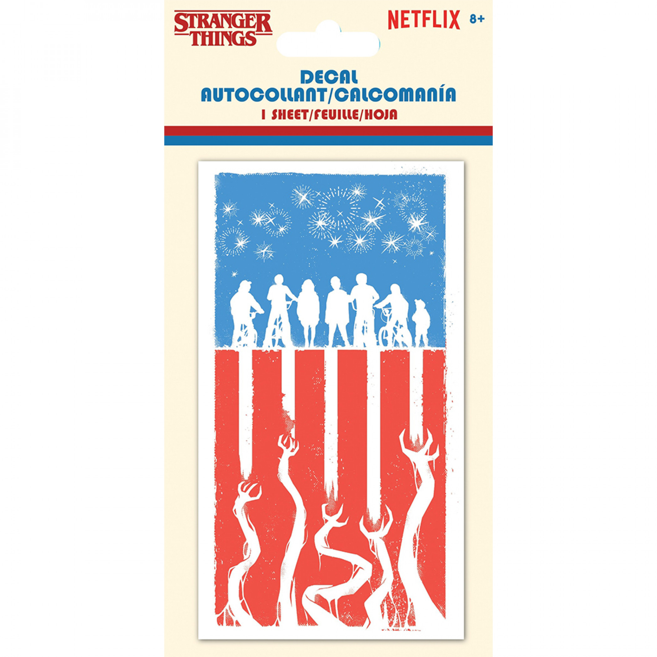 Stranger Things 3 FOJ Ensemble White Silhouette Red White & Blue Decal, Multi-Color