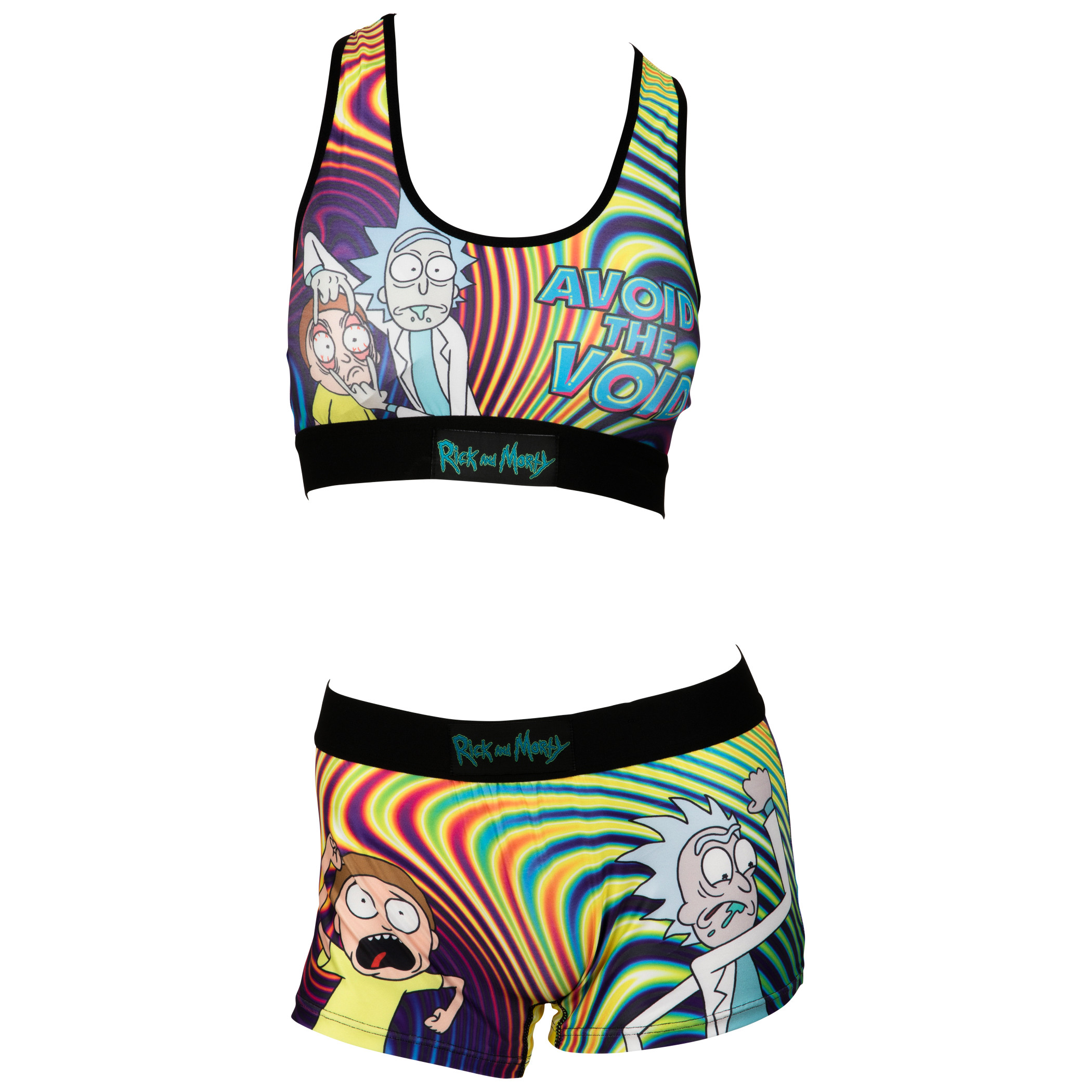 Rick And Morty Avoid The Void Sports Bra and Boyshort Panty Set, Multi-Color
