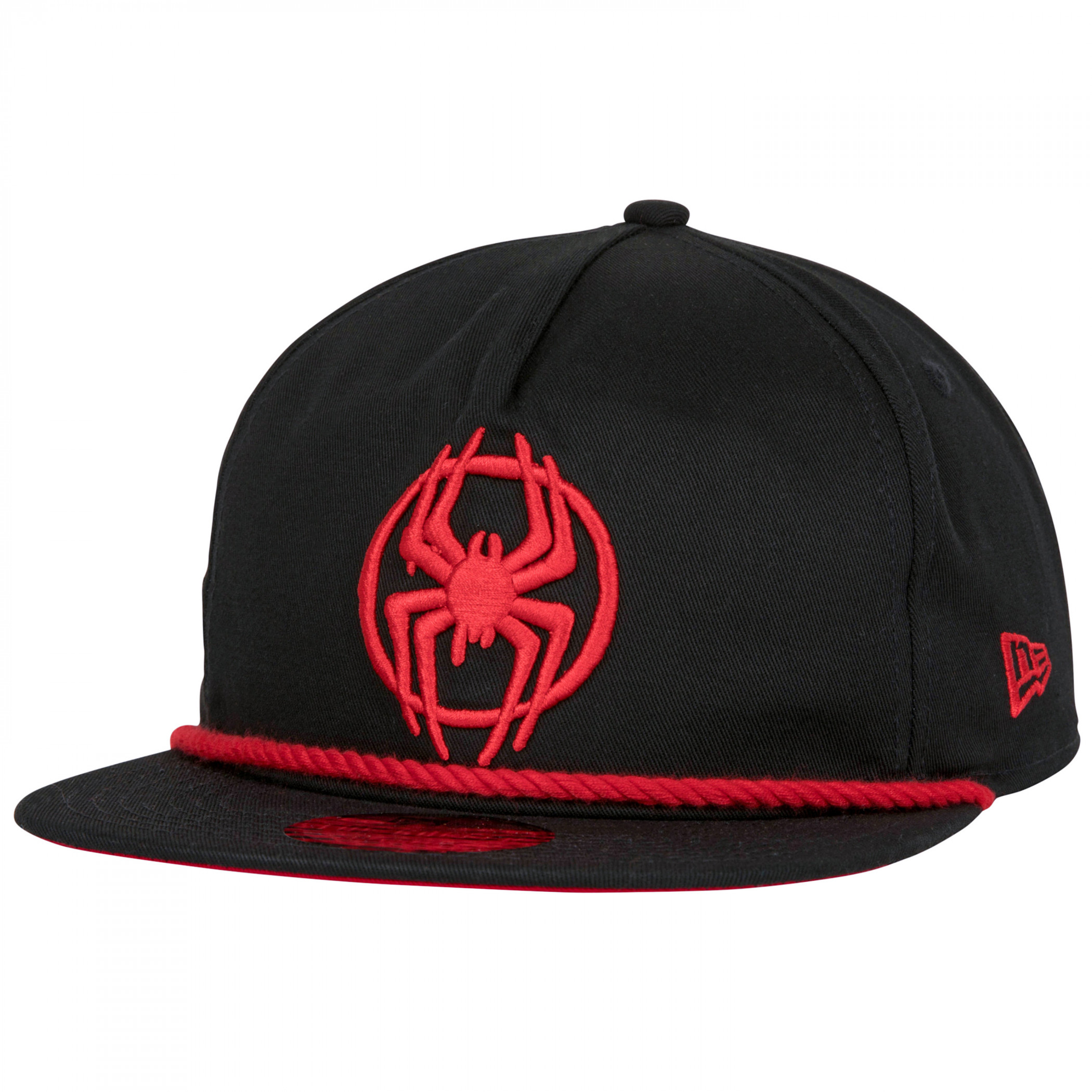 Spider-Man Miles Morales Logo New Era Adjustable Golfer Rope Hat, Black