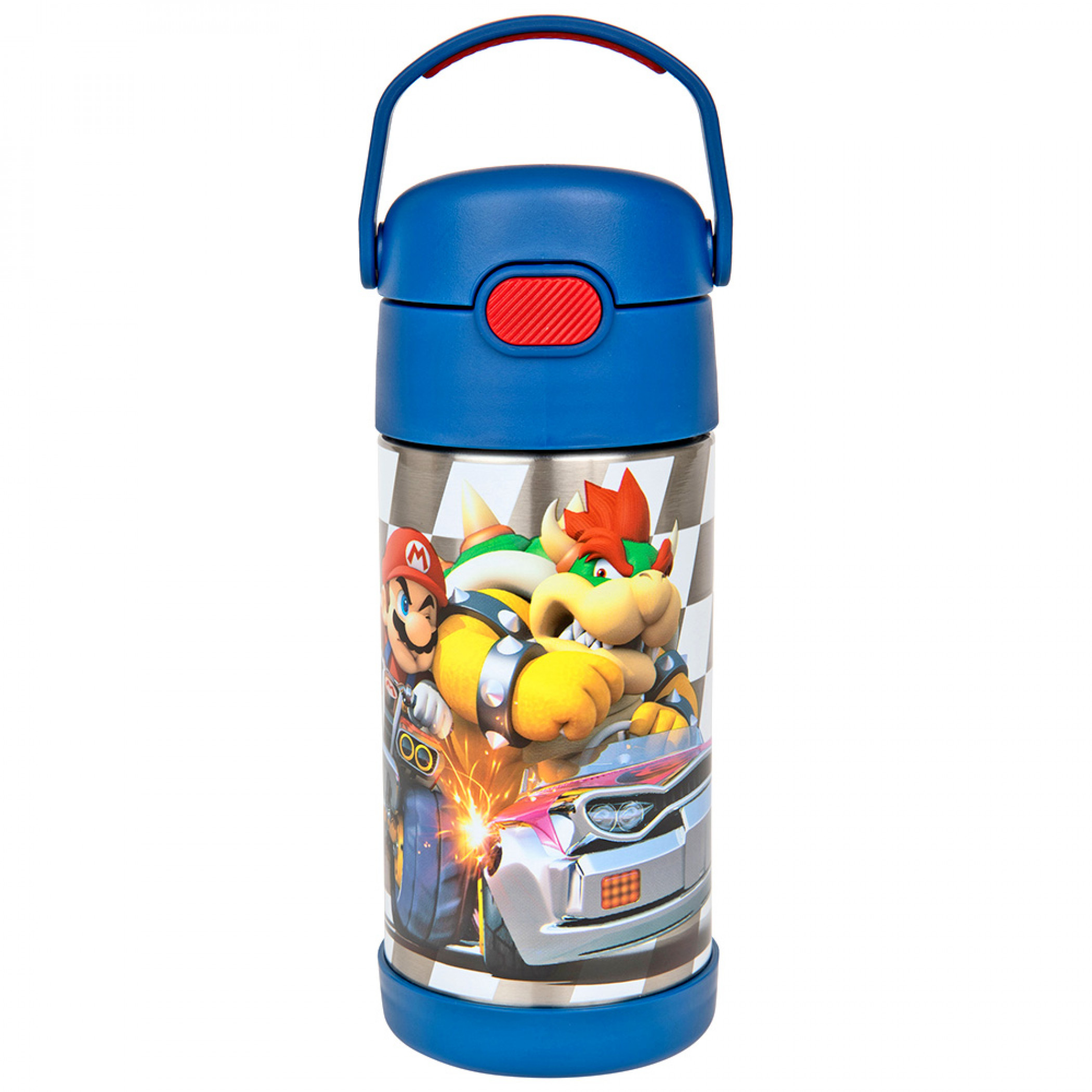 Nintendo Mario Kart Mario vs. Bowser Stainless Steel 12oz Thermos, Silver