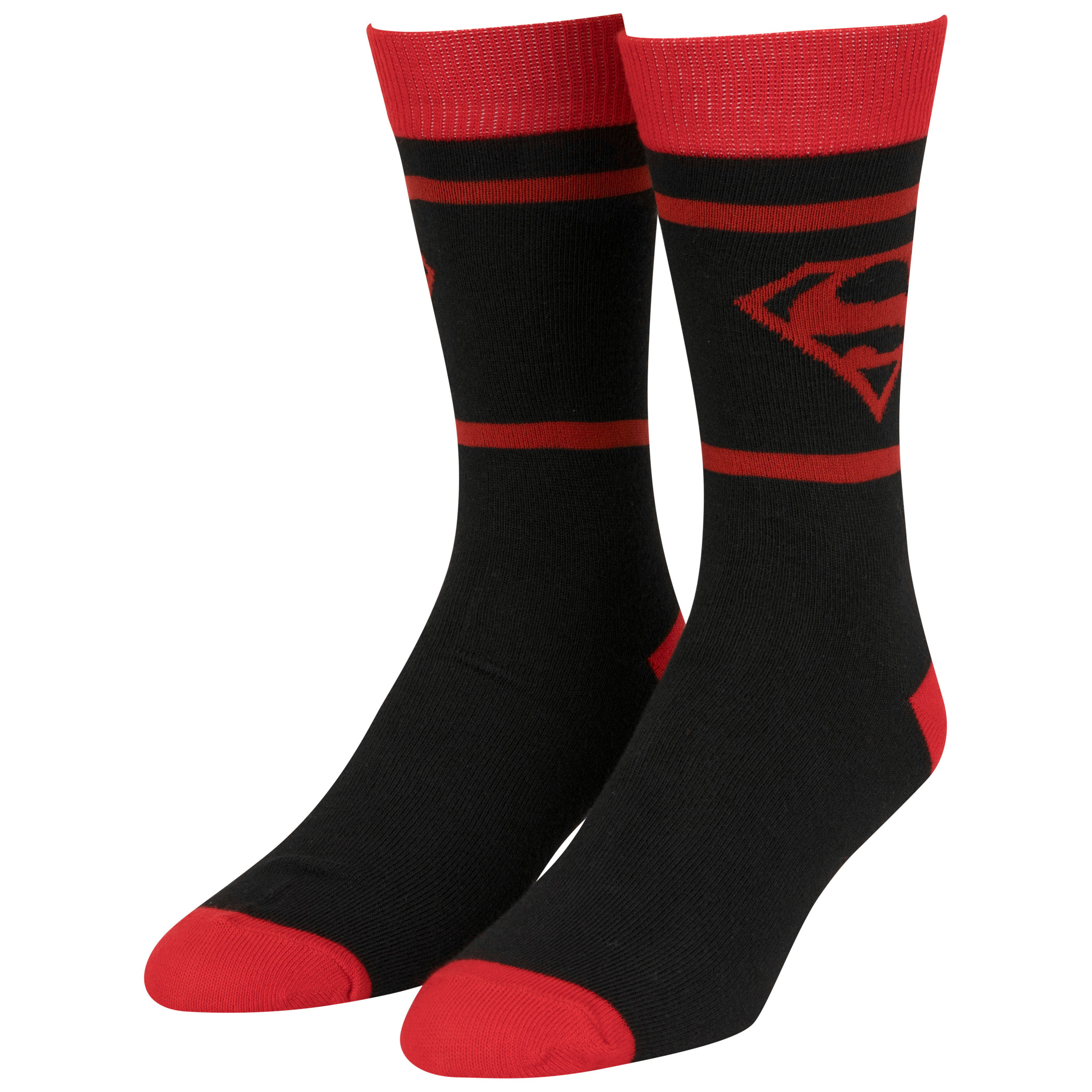 Superman Red and Black Logo Crew Socks, Multi-Color