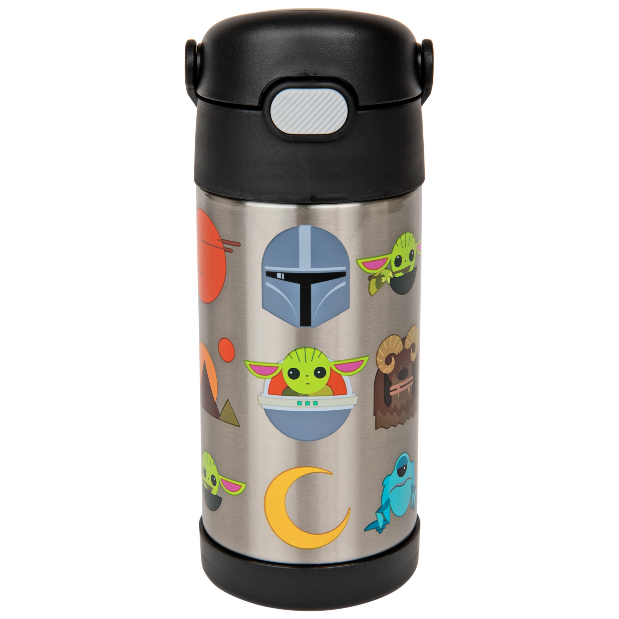 Star Wars The Mandalorian Character Icons Stainless Steel 12oz Thermos, Silver