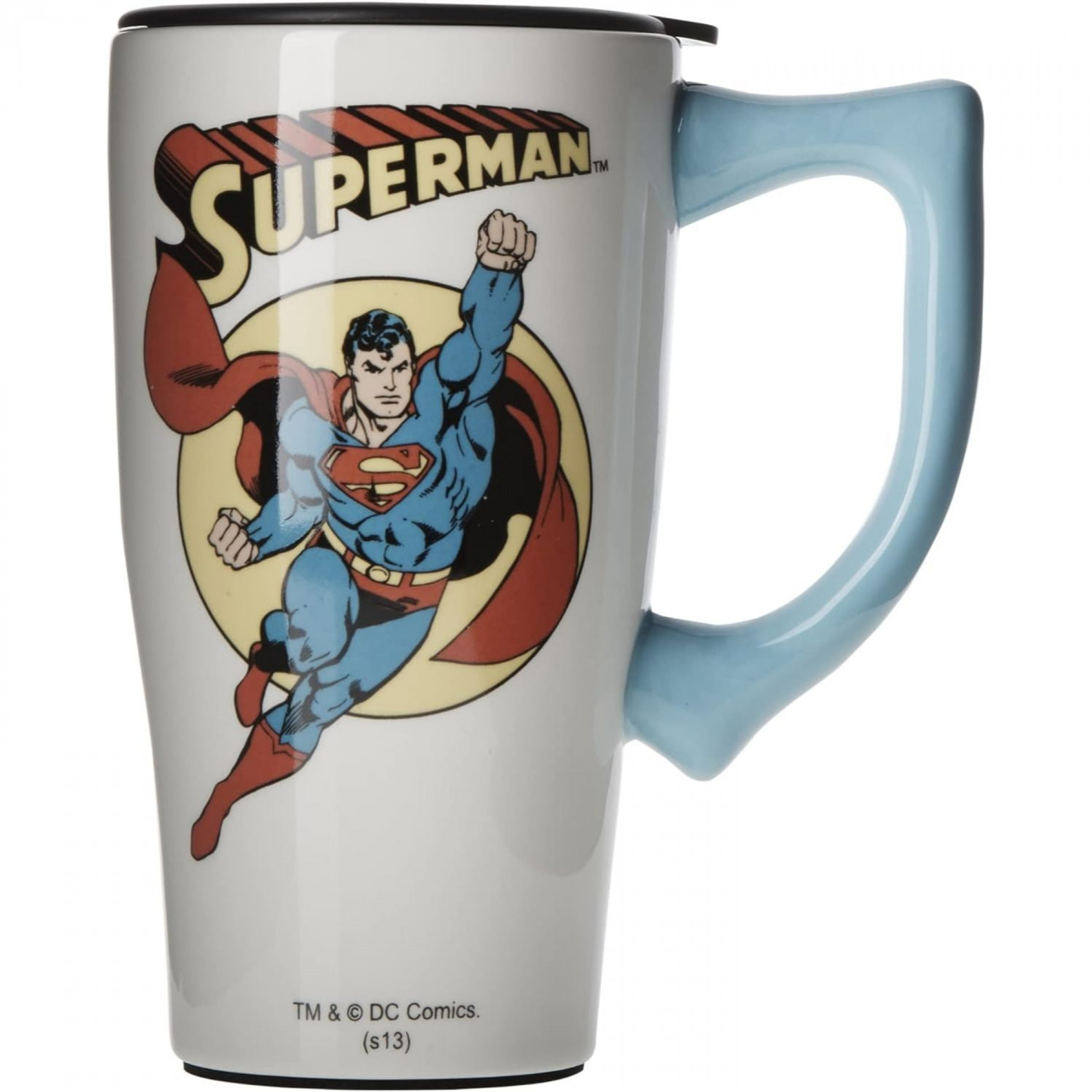 Superman Classic Comic Art 18oz Ceramic Travel Mug, White
