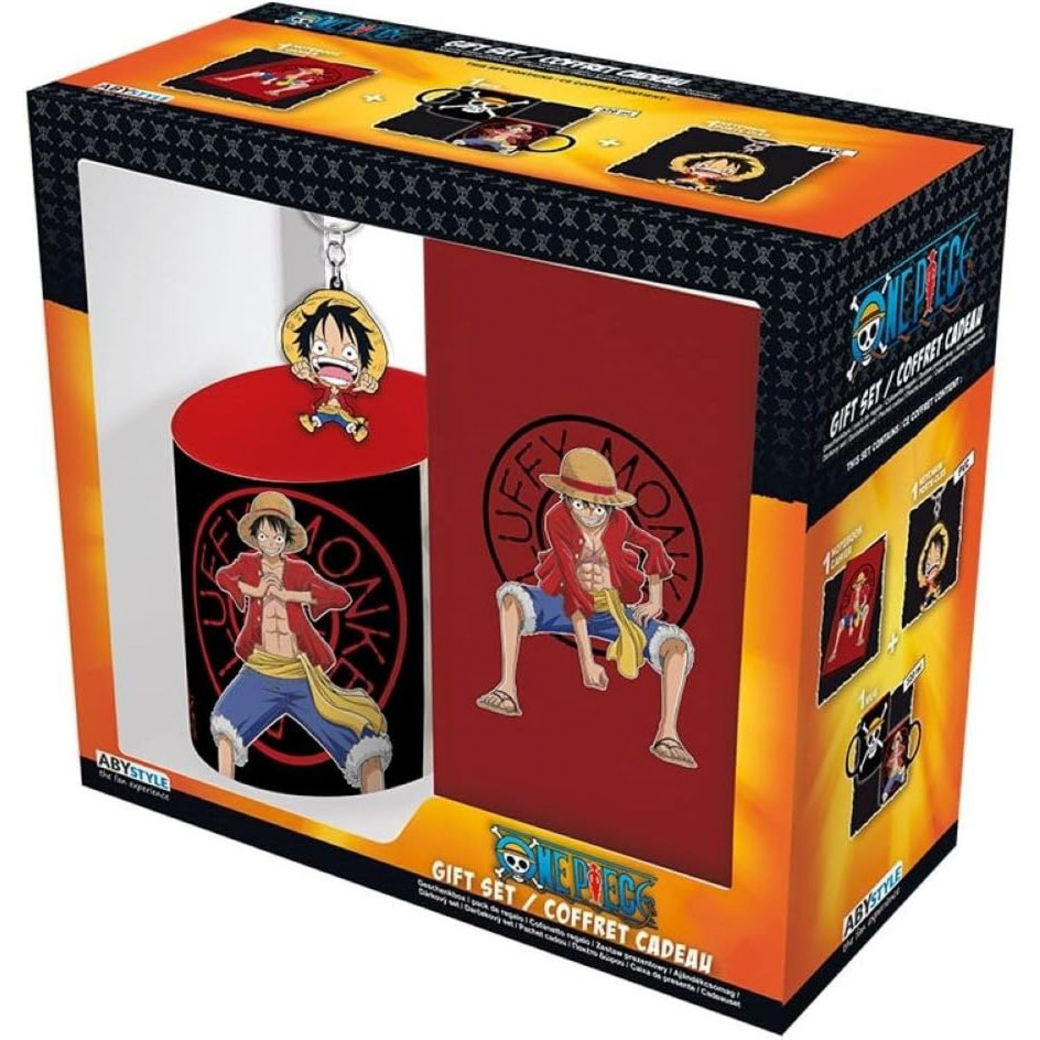 One Piece Luffy 3-Piece Mug Keyring and Notebook Gift Set, Multi-Color