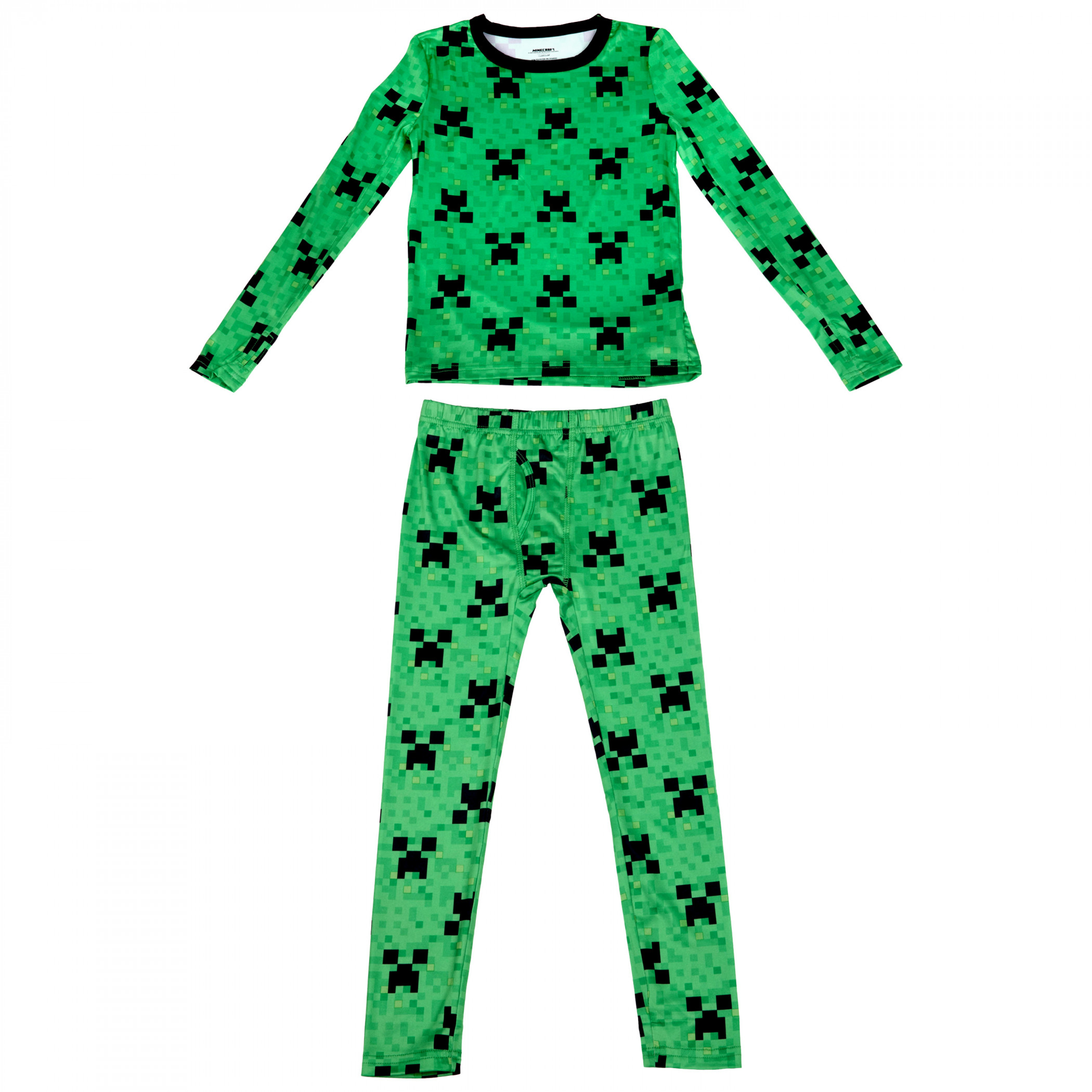 Minecraft Creeper Face Block Boys 2-Piece Pajama Set, Green