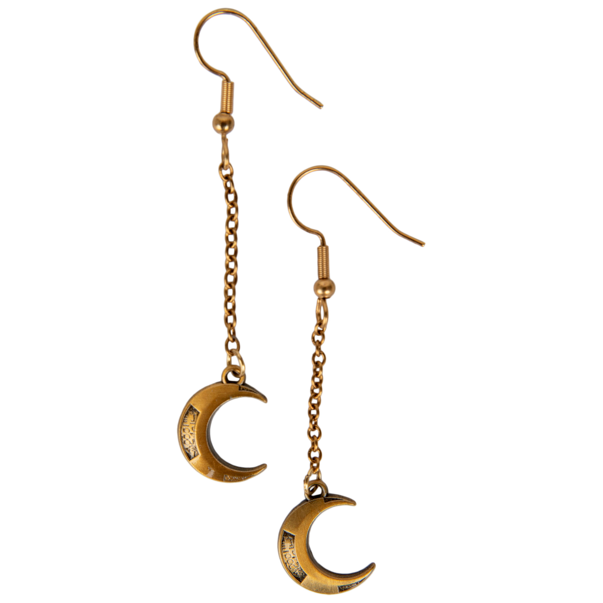 Moon Knight Crescent Dangle Earrings, Gold