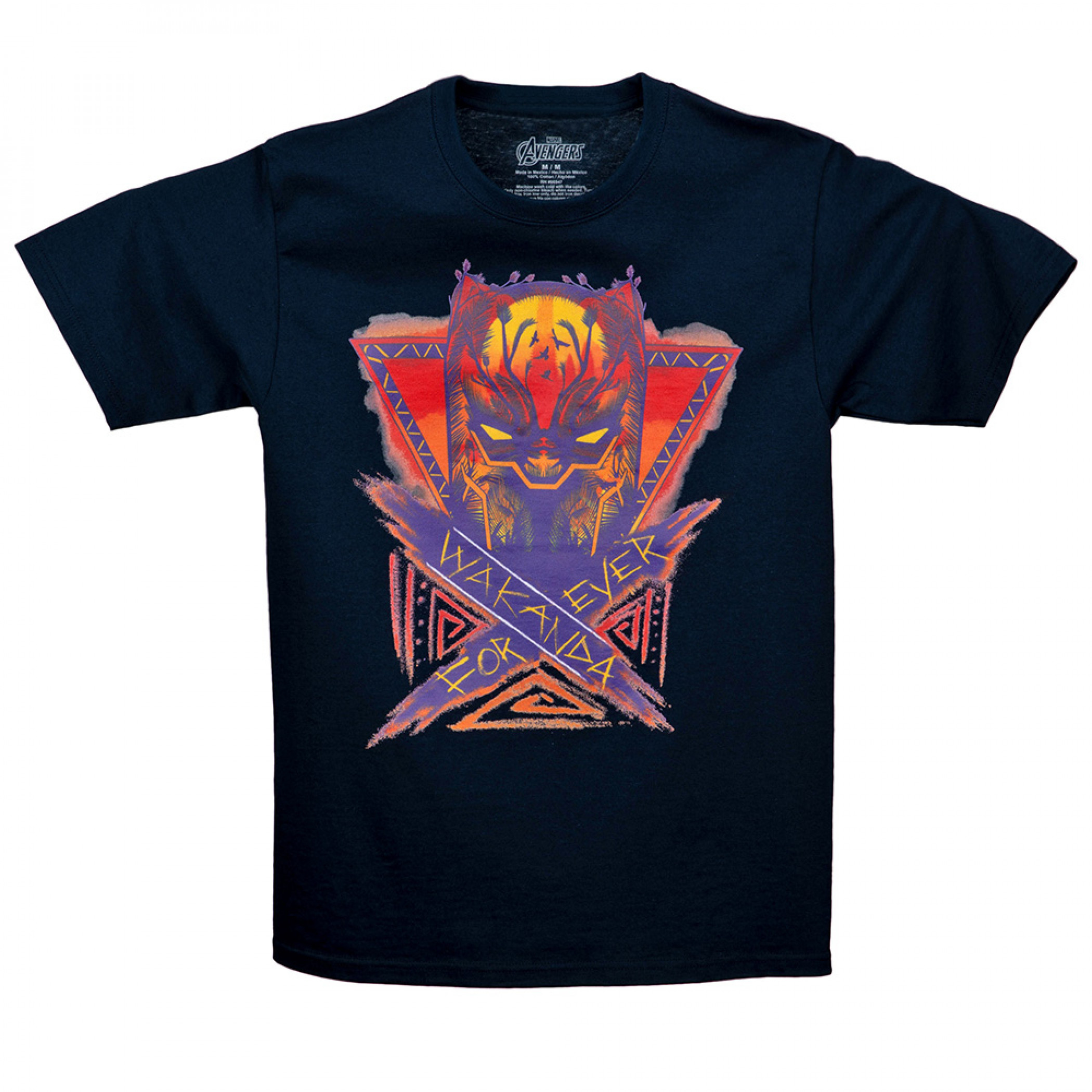Black Panther Wakanda Forever Sunset T-Shirt, Blue