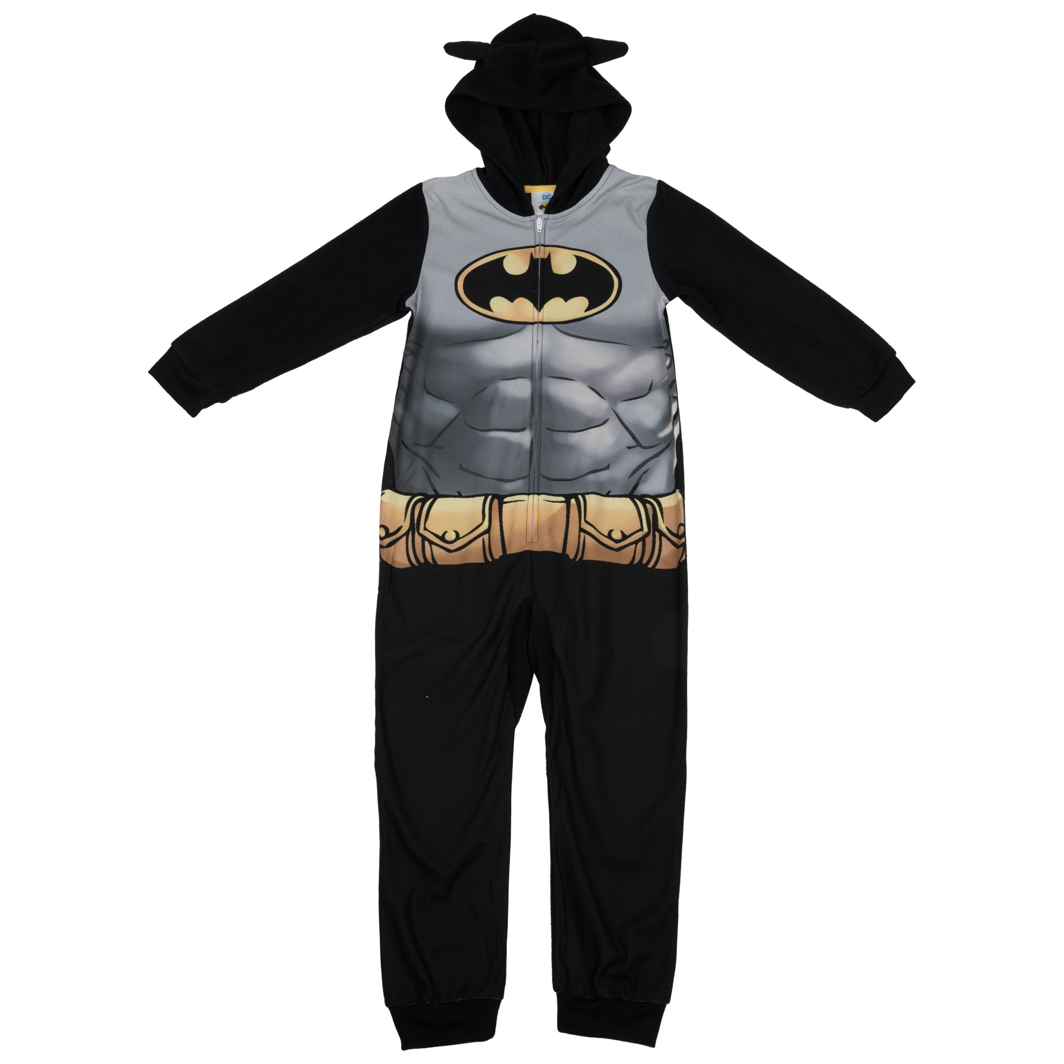 DC Comics Batman Character Cosplay Hooded Union Suit Pajamas, Black