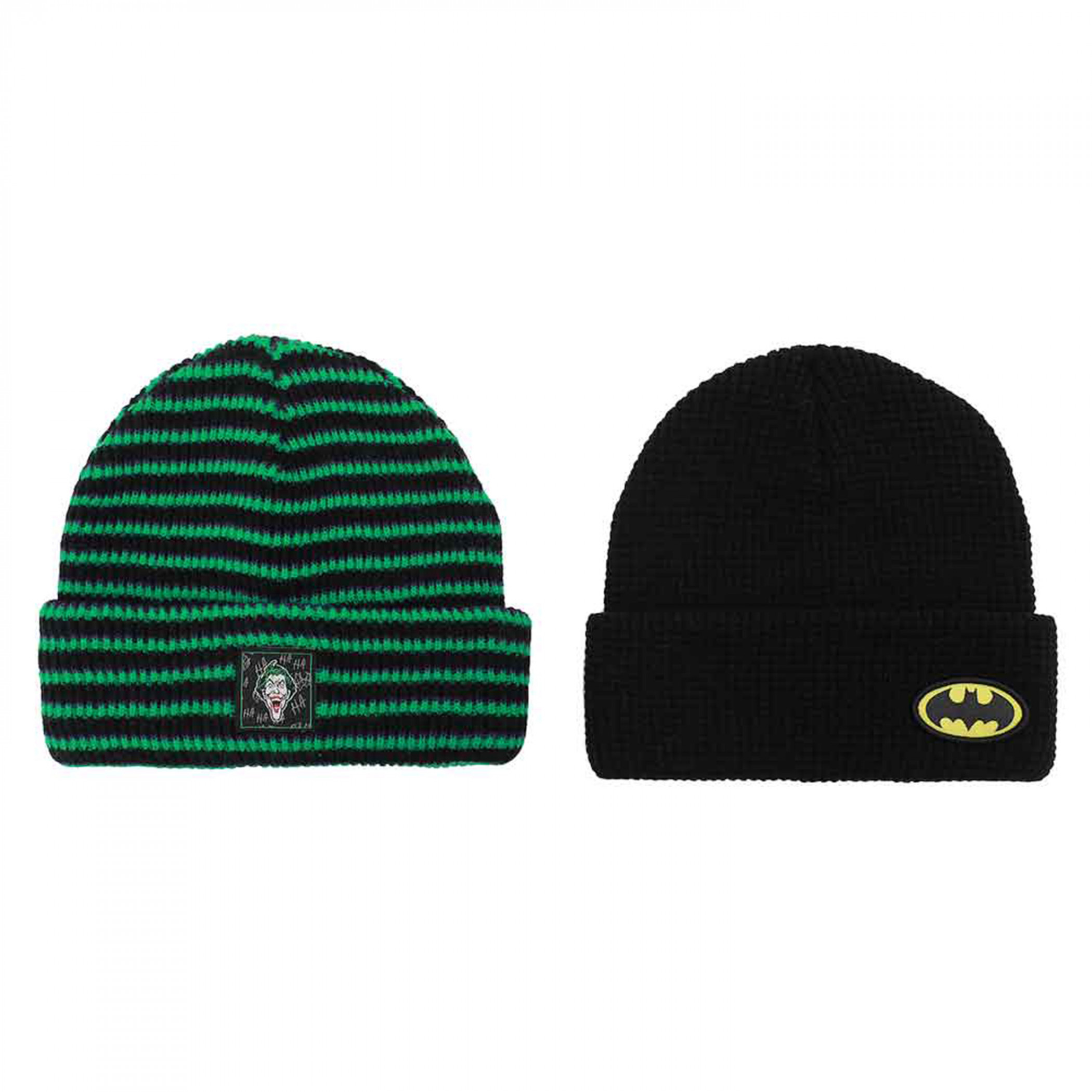 The Batman and The Joker 2-Pair Cuffed Beanie Set, Multi-Color