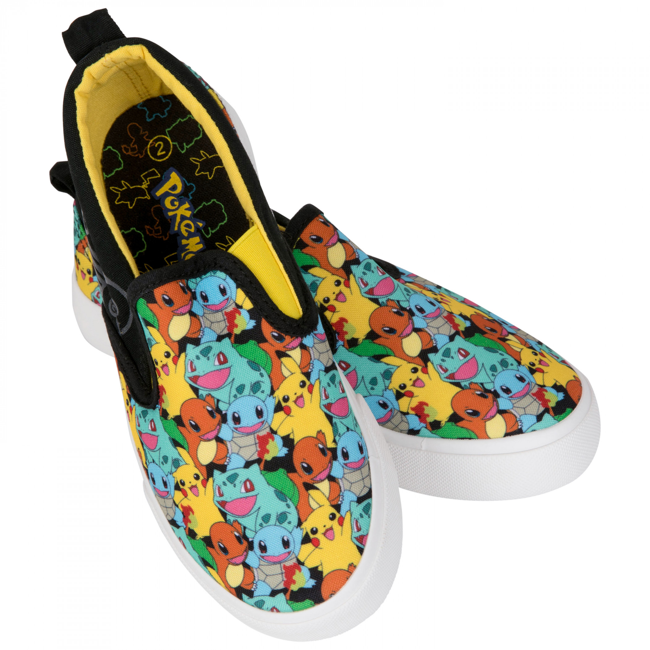 Pokemon The Original Four Types Boy's Low Top Slip On Shoes, Multi-Color