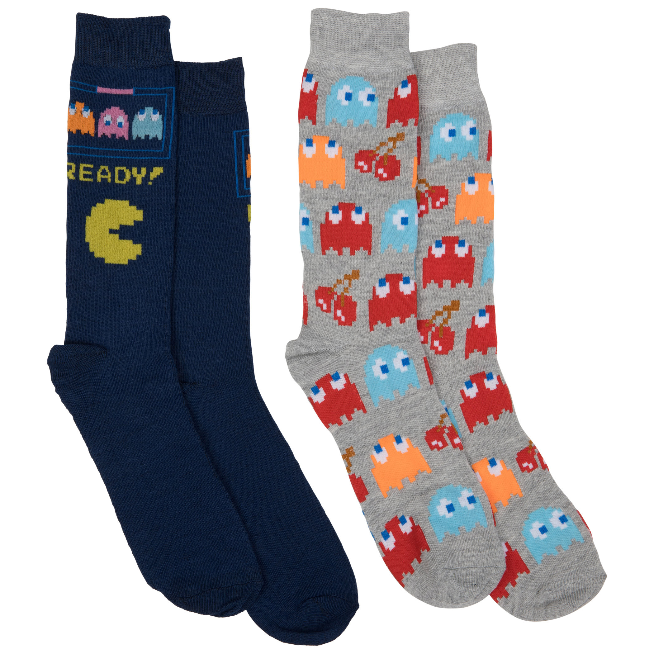 Pac-Man Ready! 2-Pair Pack of Casual Crew Socks, Multi-Color