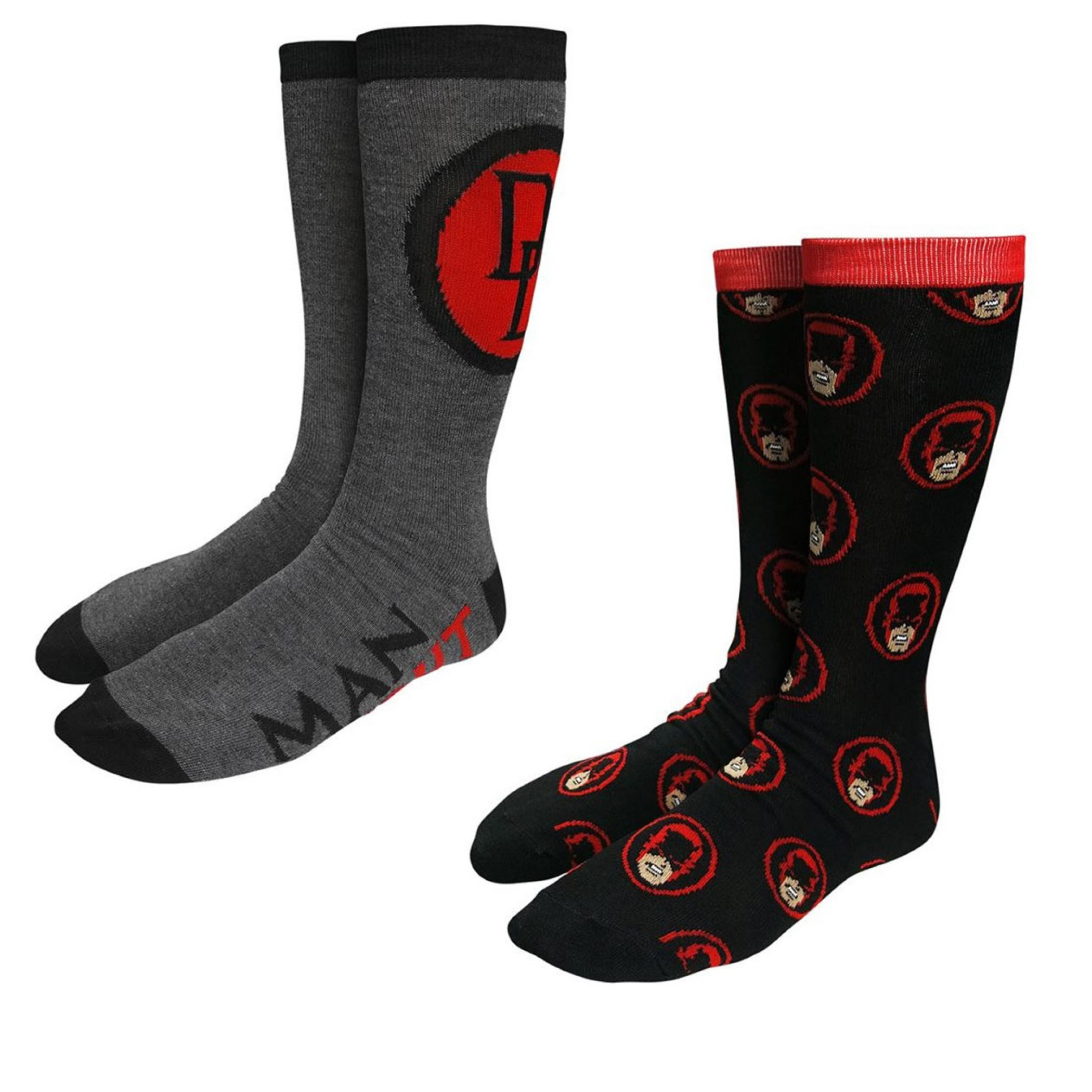 Daredevil Symbols & Heads Sock 2 Pack, Black