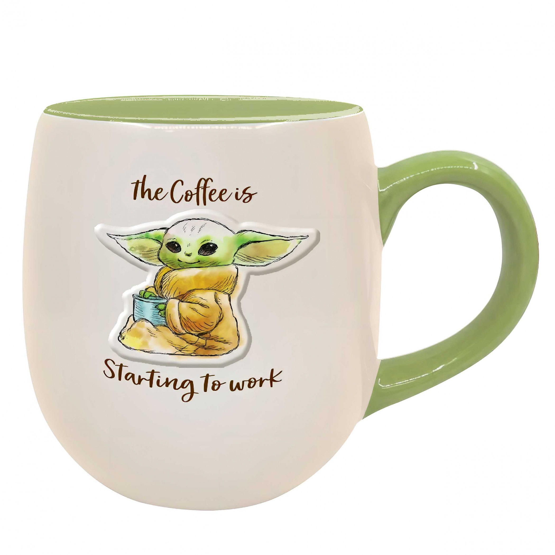 Star Wars The Mandalorian The Coffee Is Working 14oz Ceramic Mug, Beige