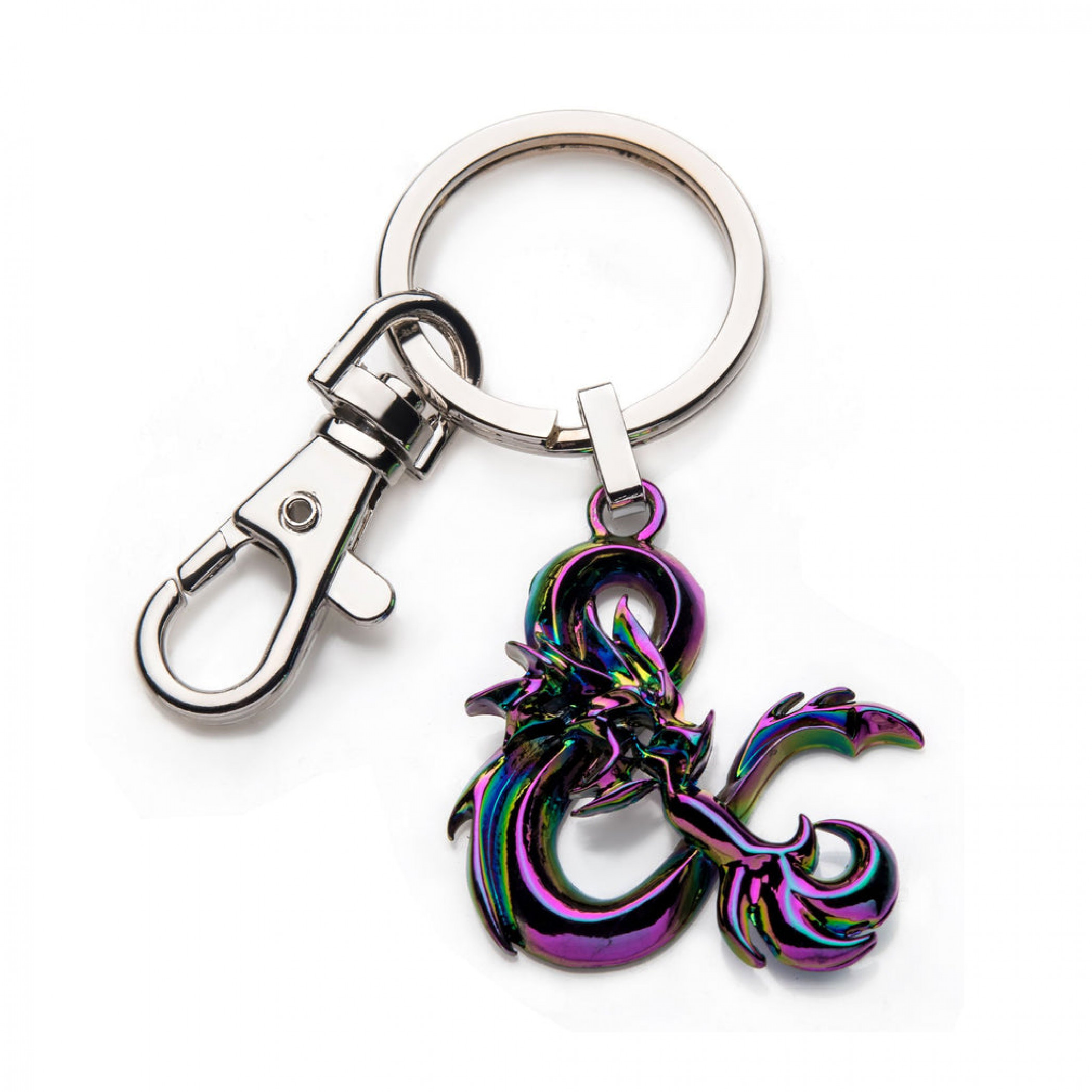 Dungeons & Dragons Ampersand Logo Iridescent Steel Keychain, Multi-Color