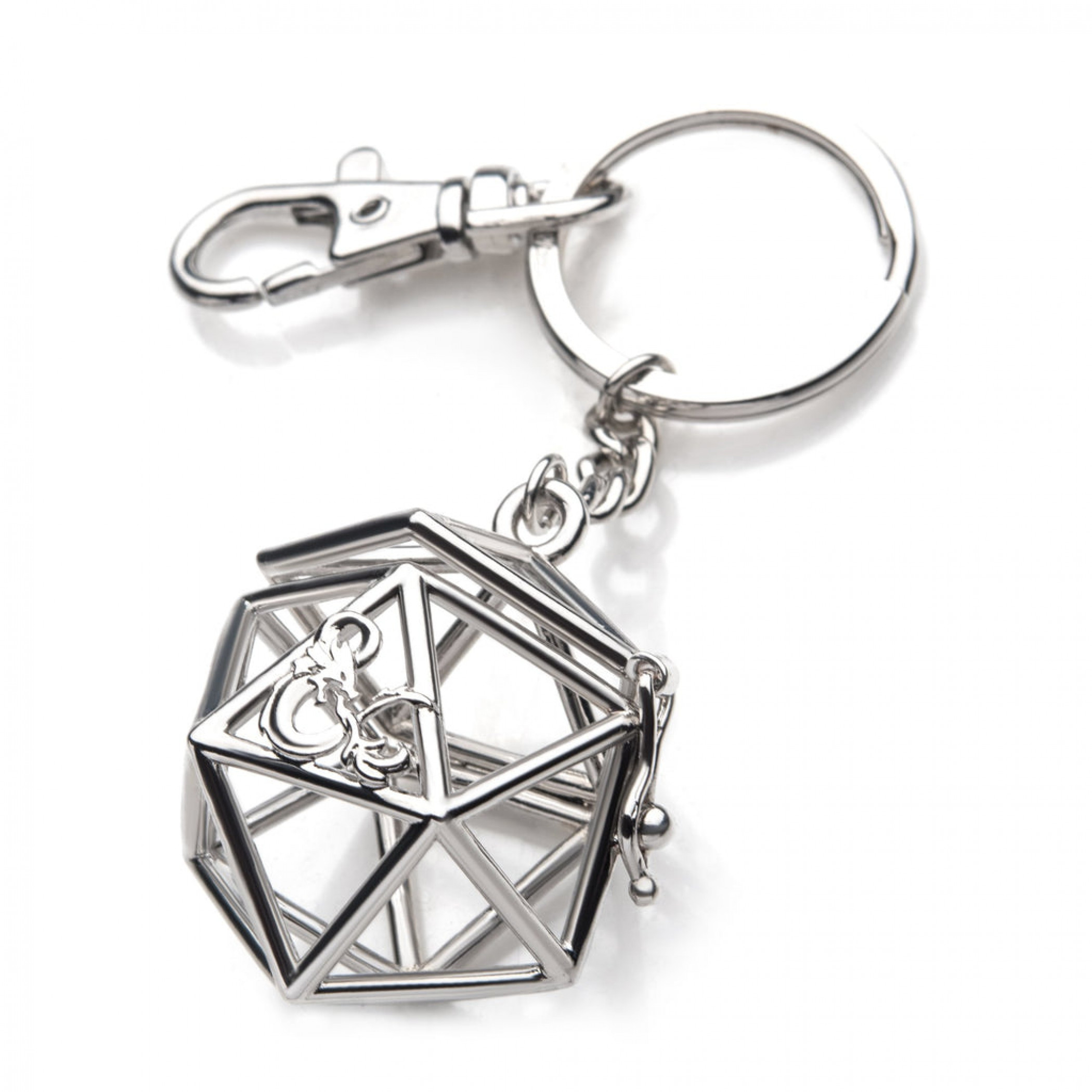 Dungeons & Dragons Cage Die Holder Steel Keychain, Silver
