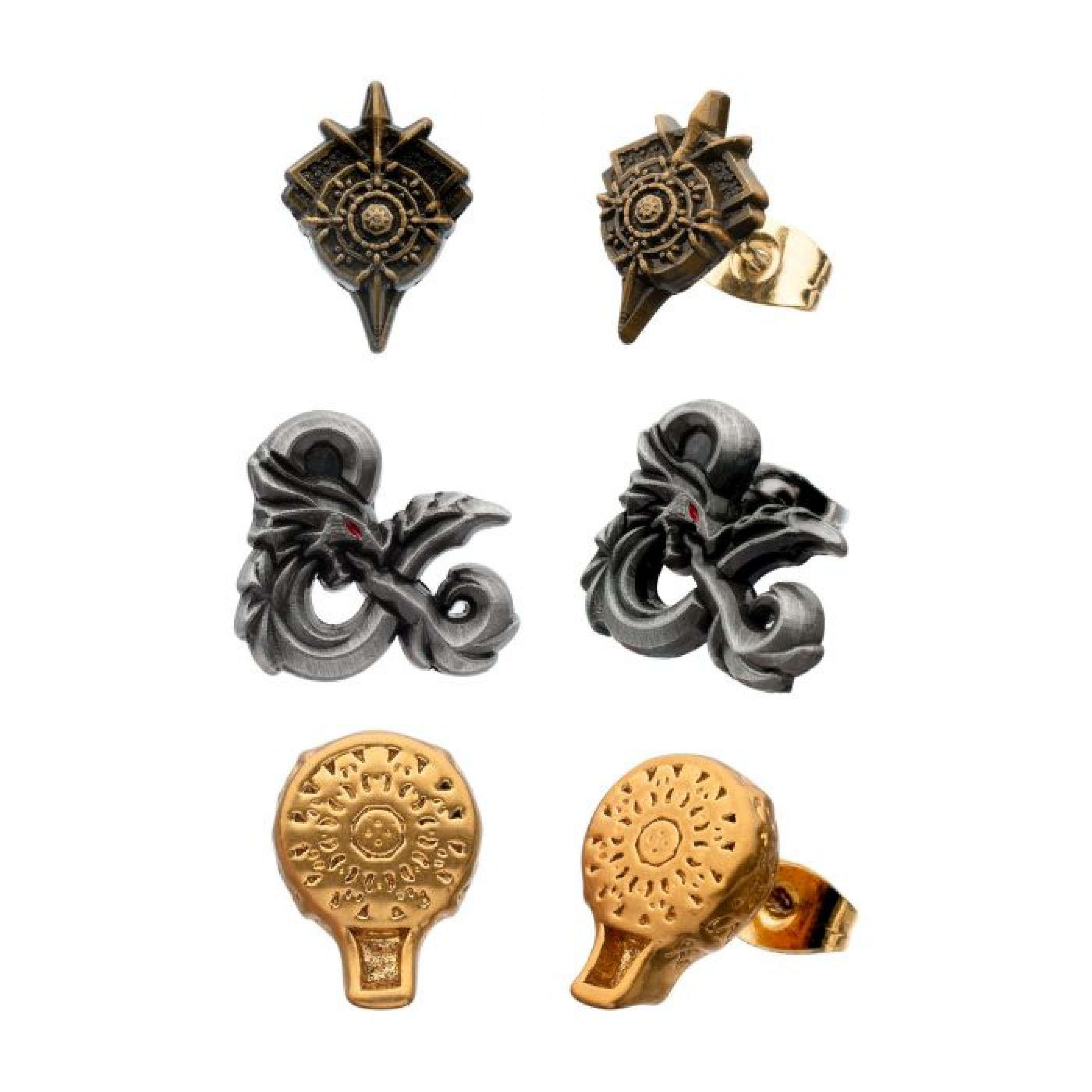 Dungeons & Dragons Symbols Stud Earrings Set, Multi-Color
