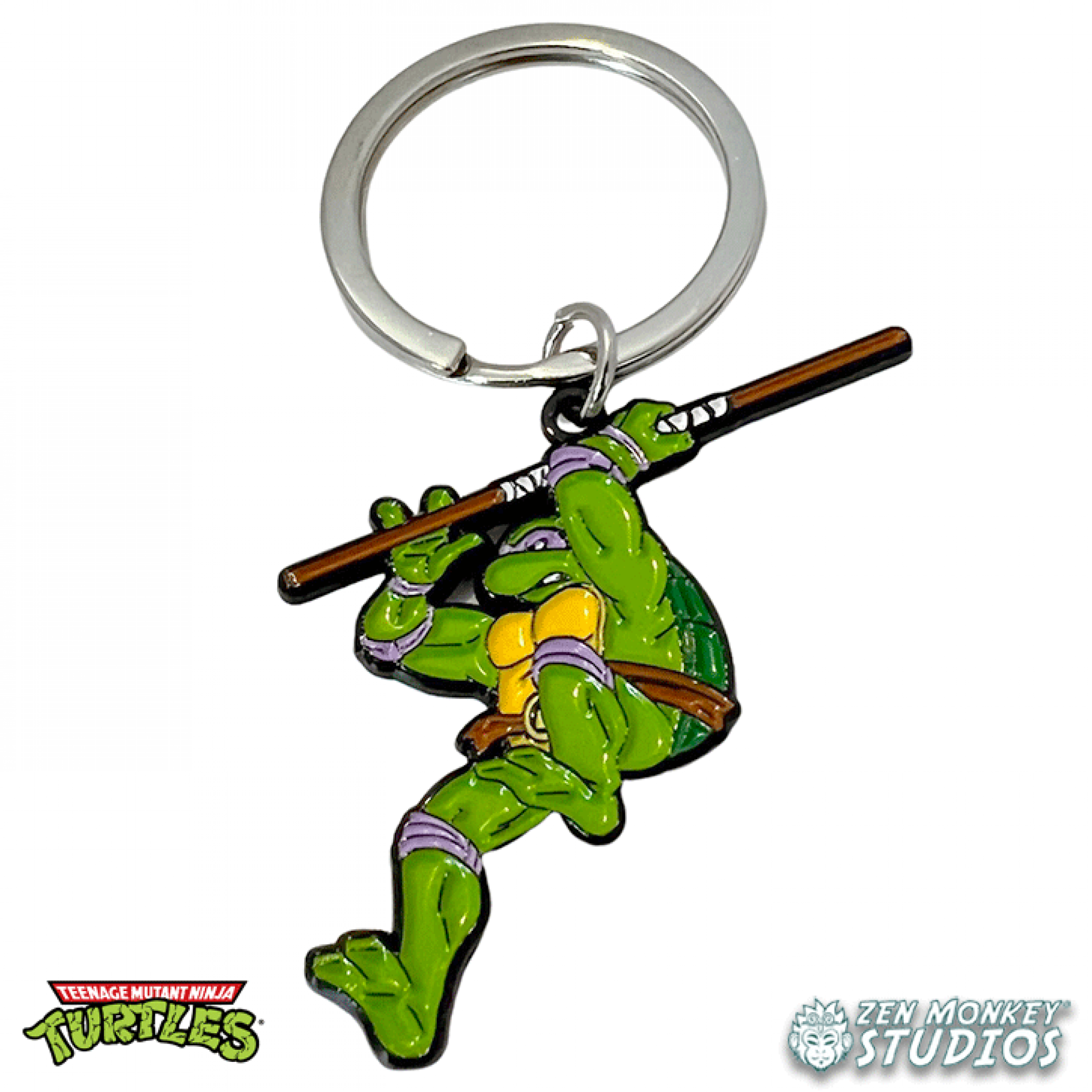 Leaping Donatello Teenage Mutant Ninja Turtles Keychain, Green