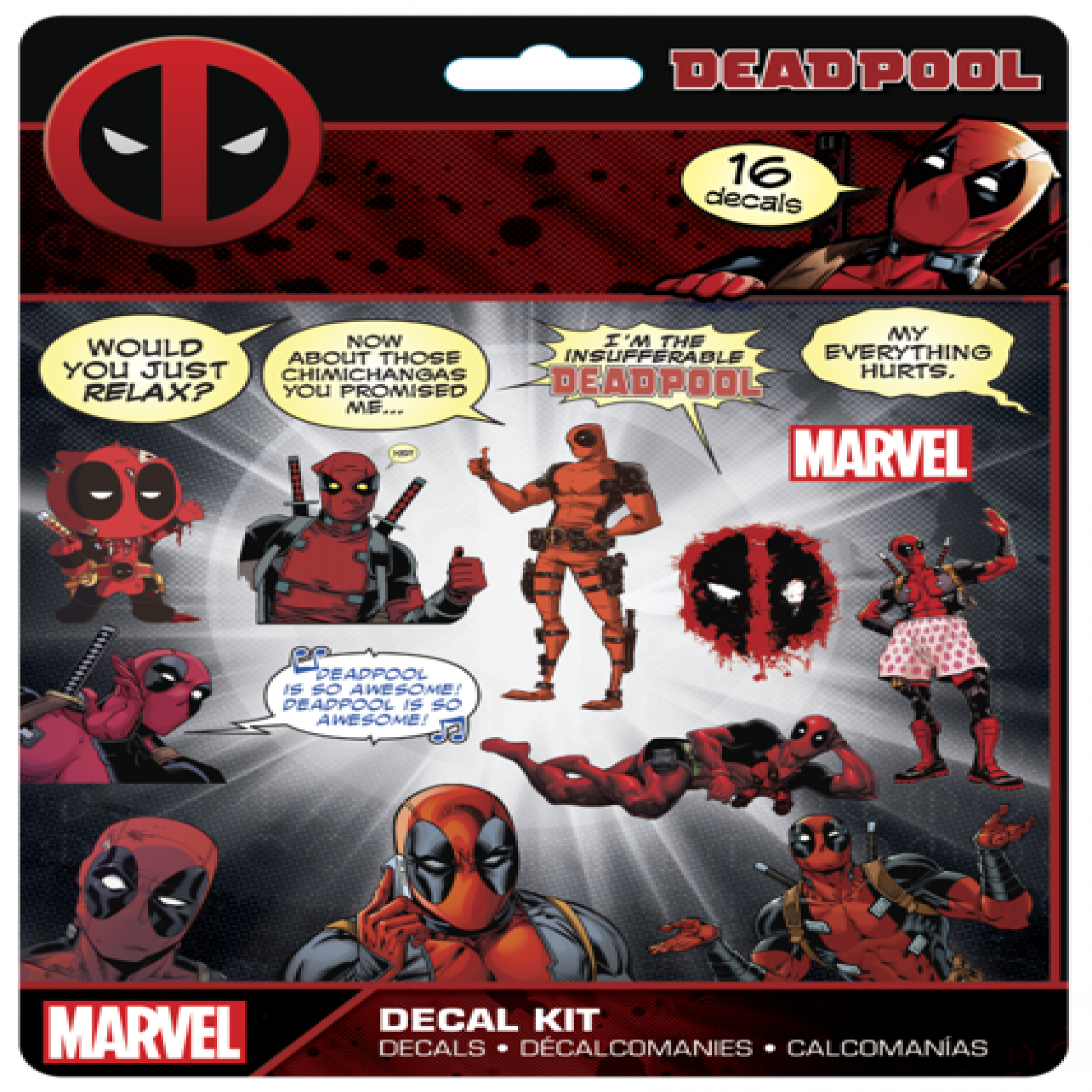 Marvel Deadpool 16 Piece Decal Kit, Multi-Color