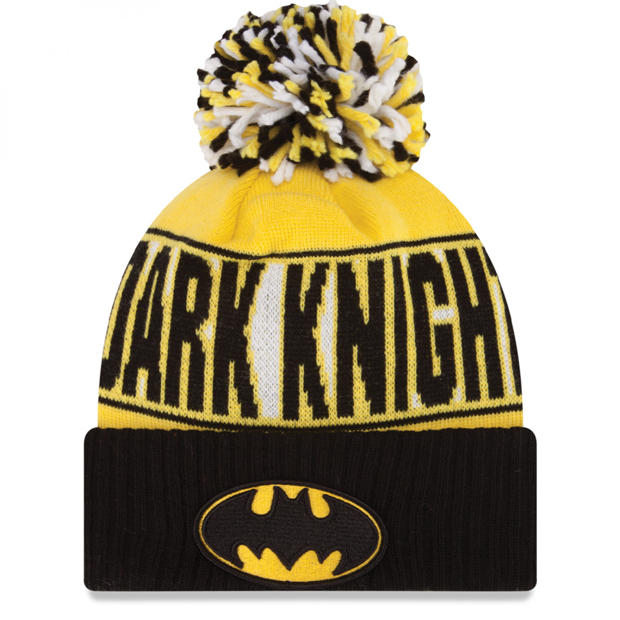 DC Comics Batman The Dark Knight New Era Embroidered Pom Knit Beanie, Multi-Color