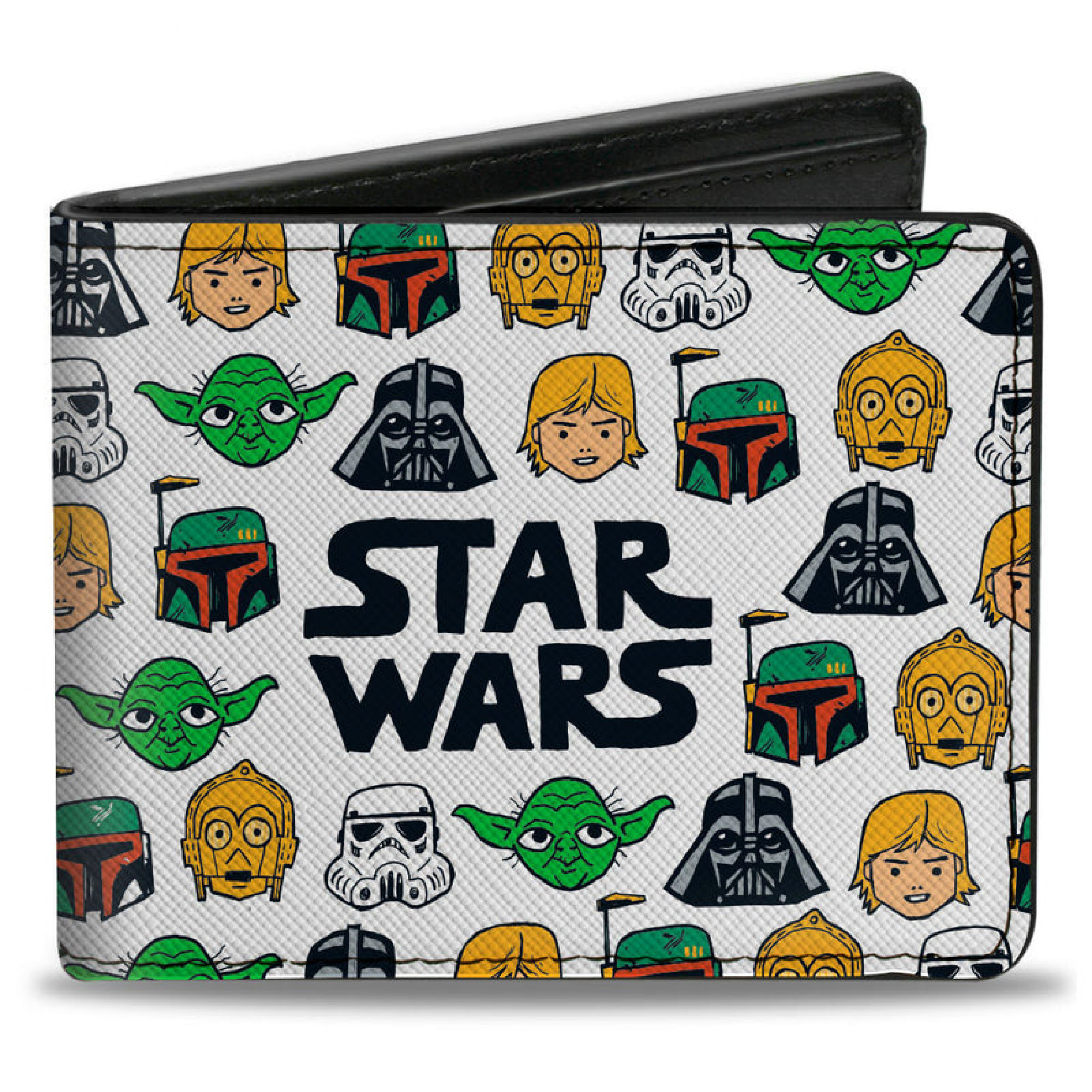 Star Wars Classic Six Character Face Collage AOP Bi-Fold Wallet, White